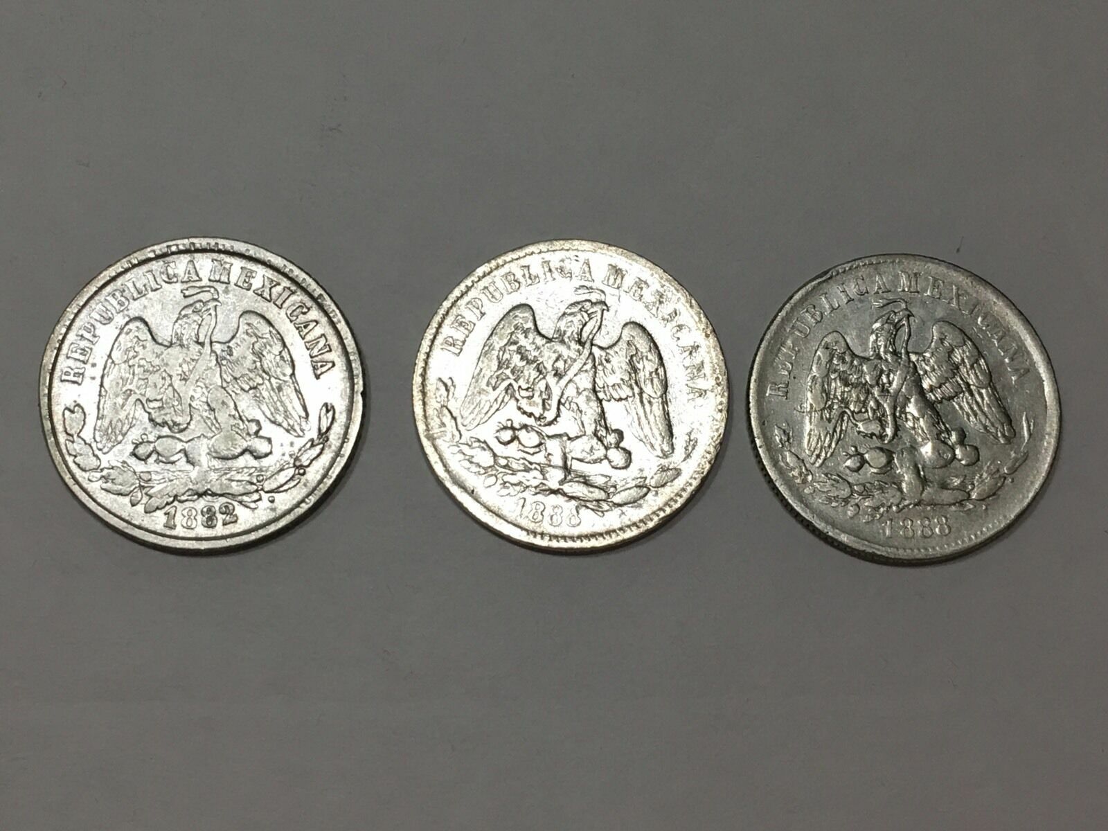 Mexico Coin Lot (3) 25 Centavos Silver SECOND REPUBLIC  XF  1882-1888-1888.