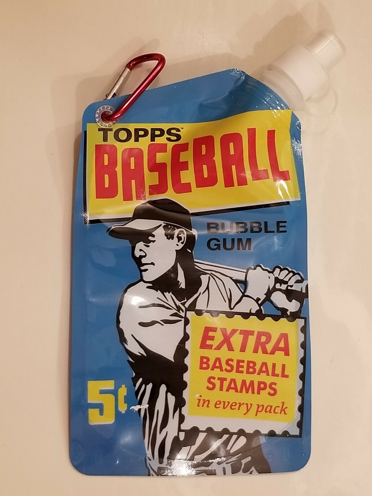 Topps Baseball 5-Cent Wax Pack Logo Foldable 27oz Water Bottle - Metal Loop Hook