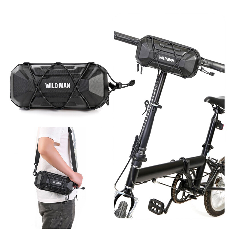 WILD MAN Bike Scooter Head Front Bag EVA Hard Shell Handlebar Case Quick Release