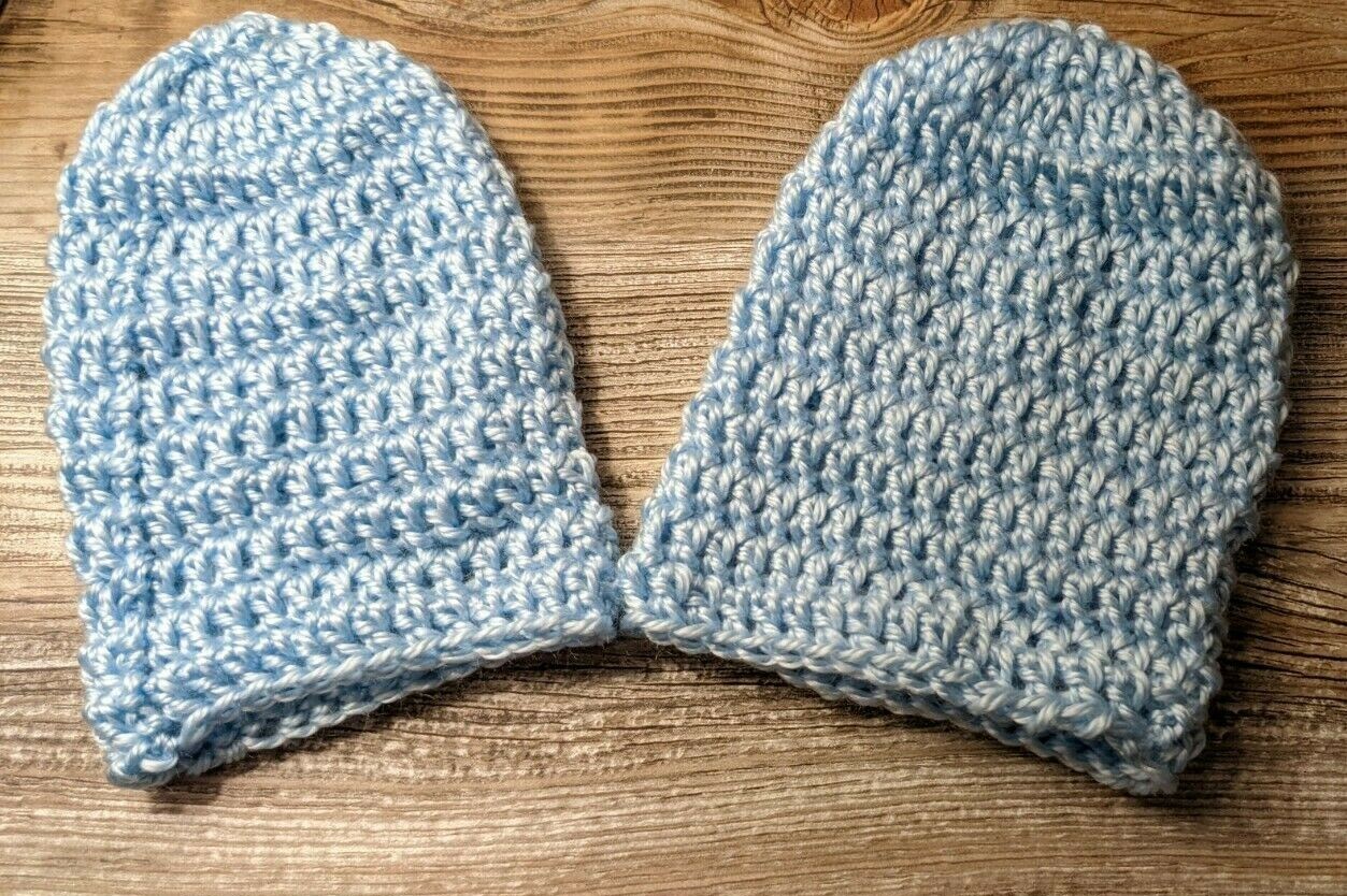 HANDMADE ORGANIC MERINO WOOL blue color Baby Toddler Winter Slouchy Beanie Hat