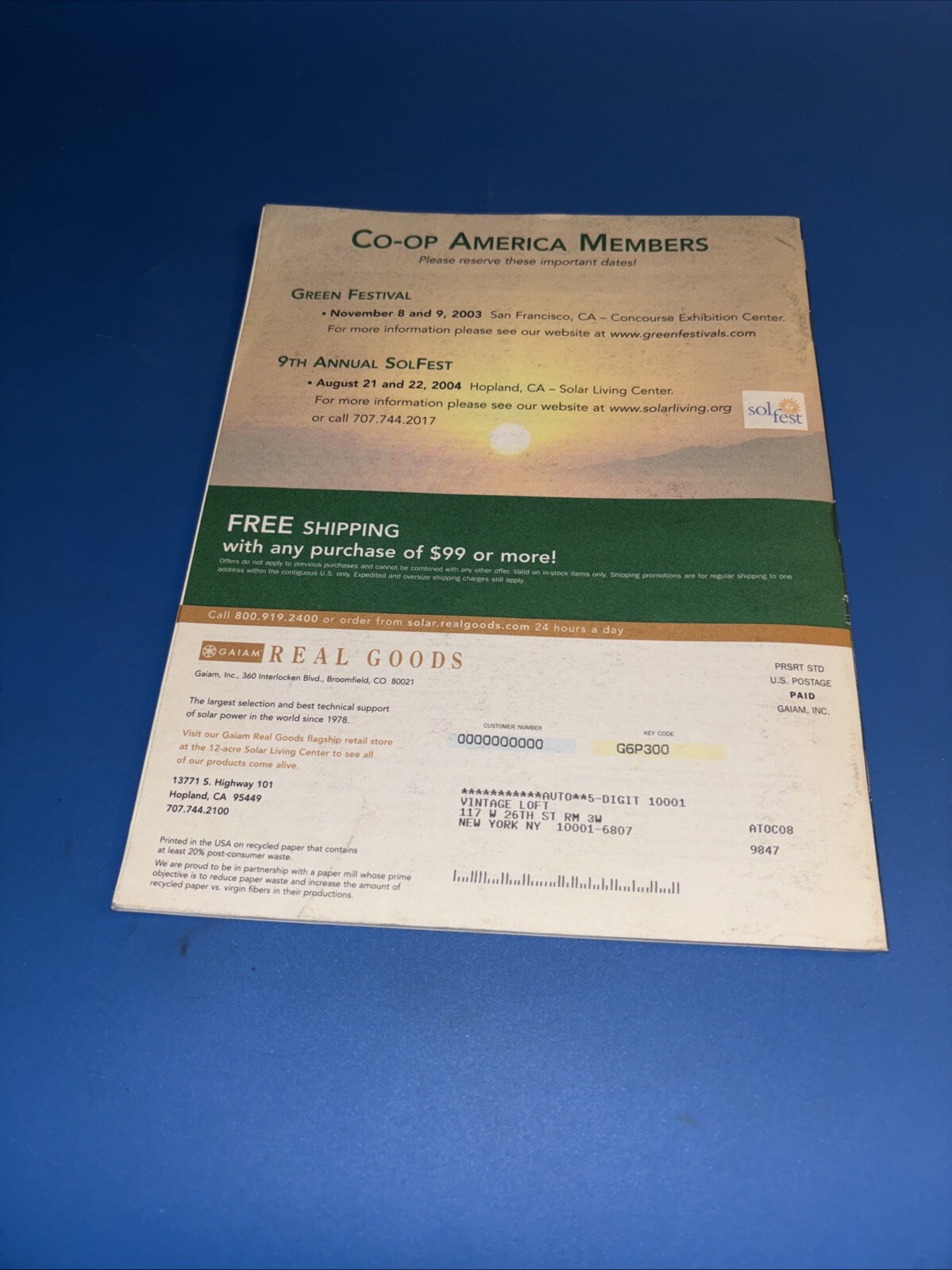 Gaiam Fall/Holiday 2003 Real Goods Catalog GGS