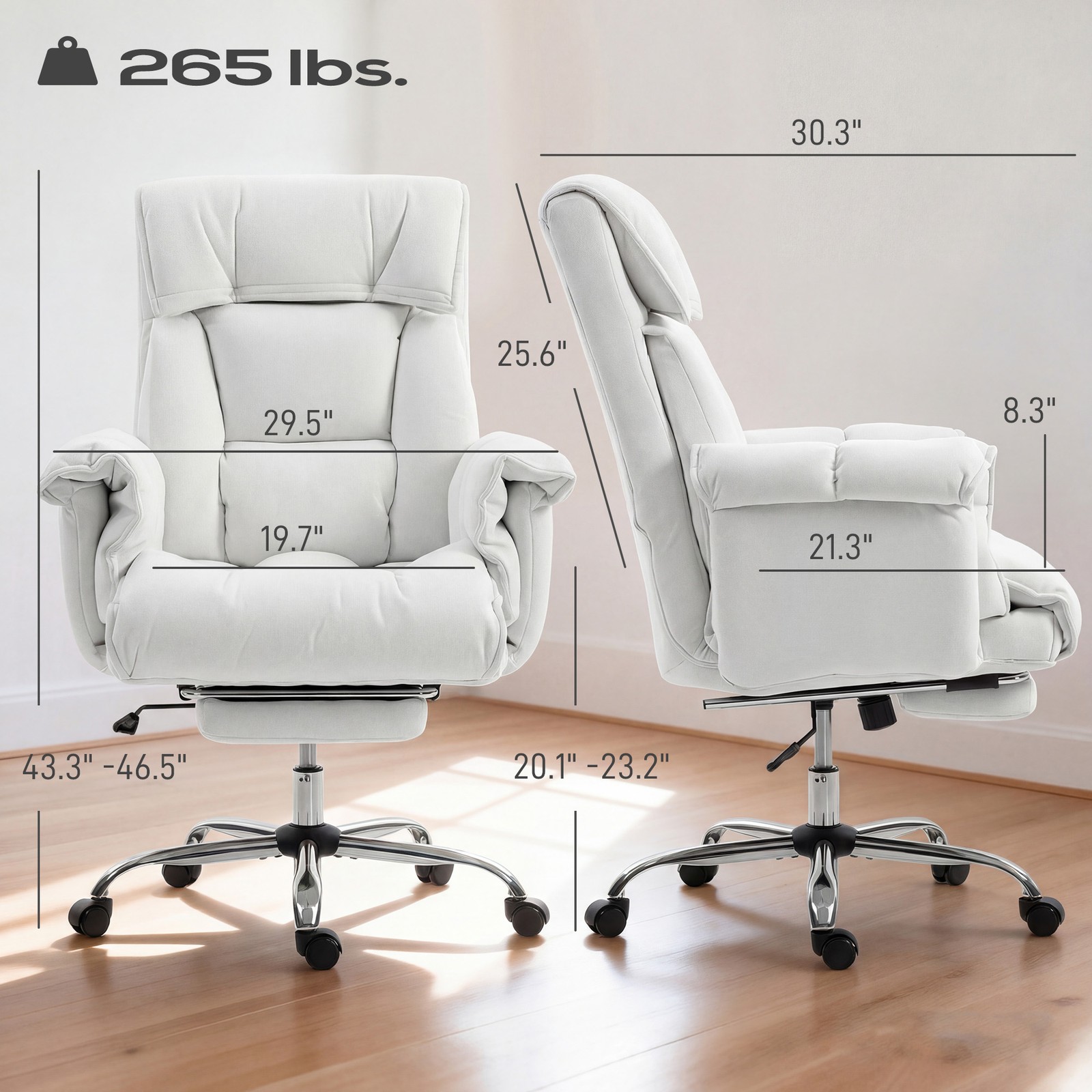 Executive Office Chair with Footrest, Reclining Swivel Computer Desk Chair