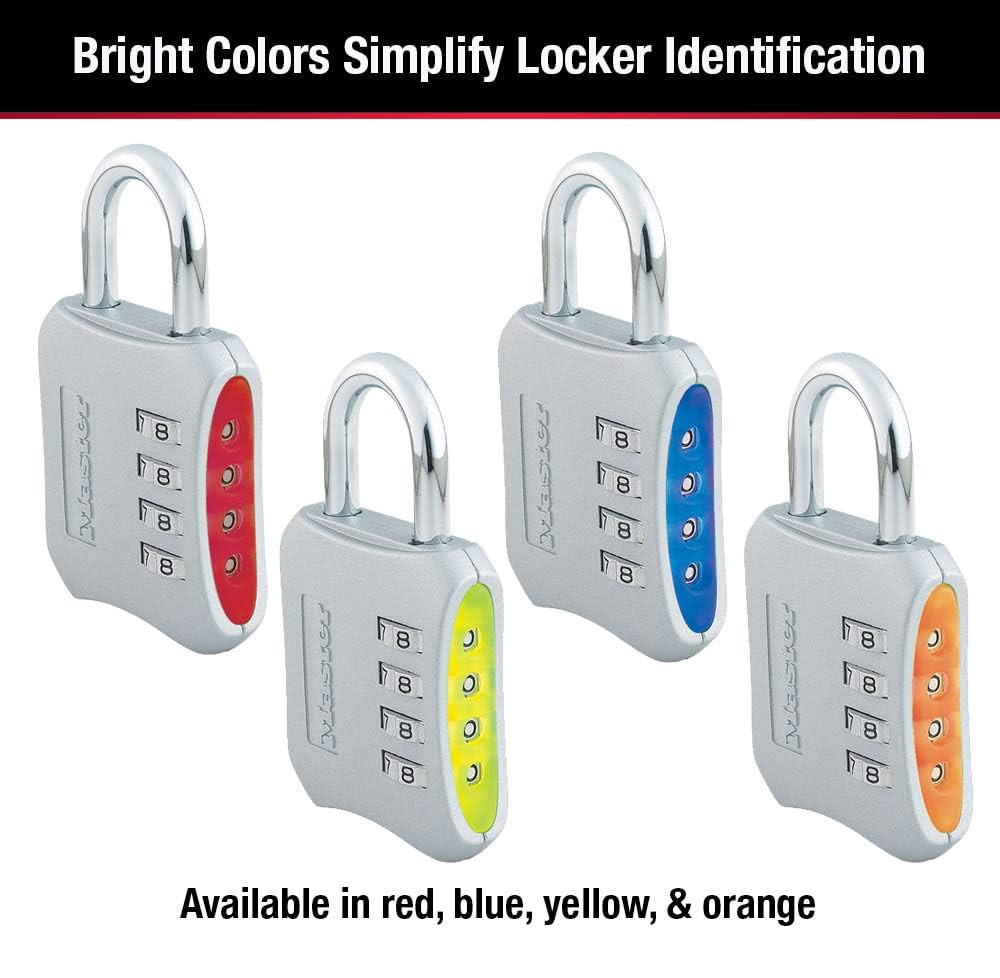 YELLOW Master Lock Resettable Combination Locker Lock for Gym and School 653D