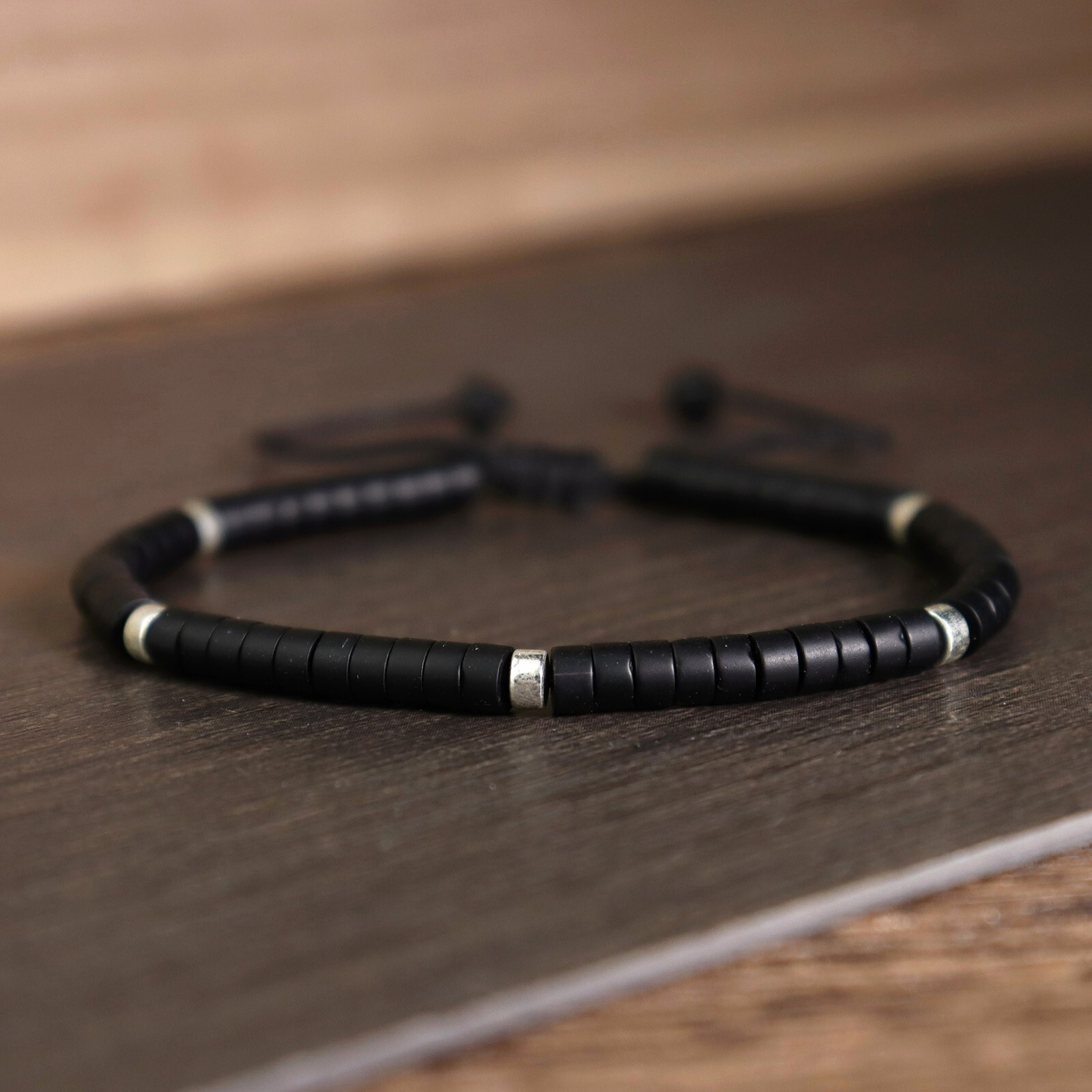 Natural Black Tourmaline Matte Stone Dainty Bracelet Black Gemstone Bracelet
