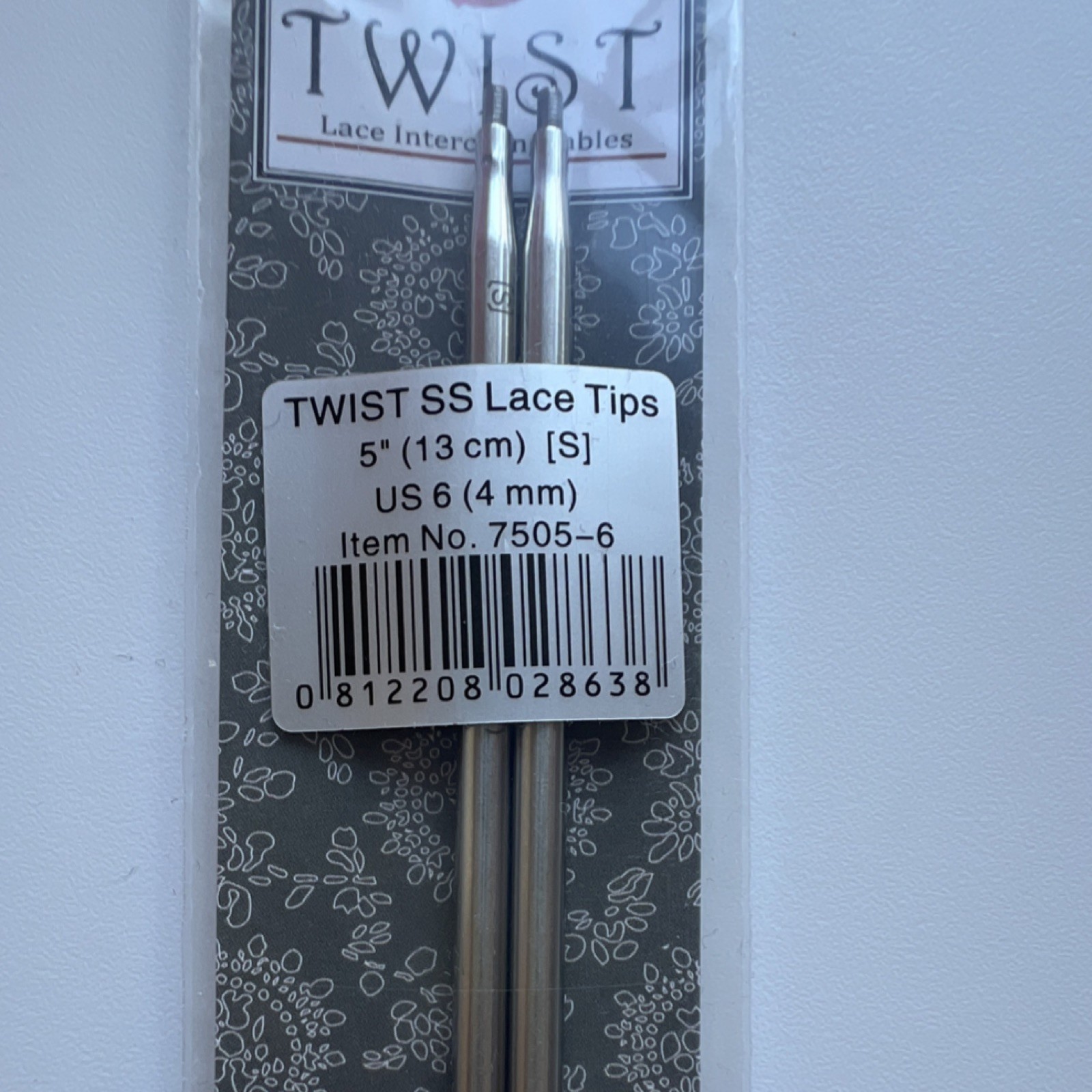 ChiaoGoo TWIST SS Lace Tips Stainless Steel 5" US 6 (4mm) Circular Needles