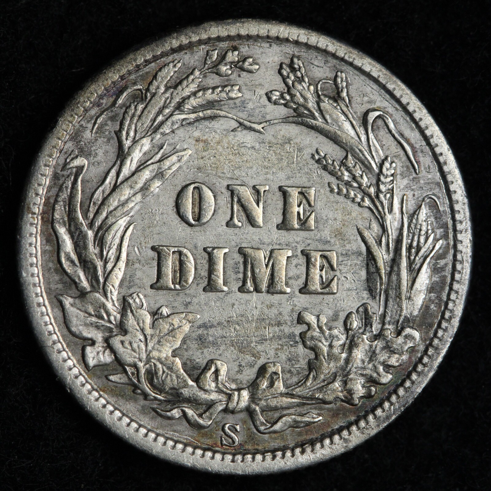 1907-S Barber Silver Dime CHOICE AU TONED E226 UMP