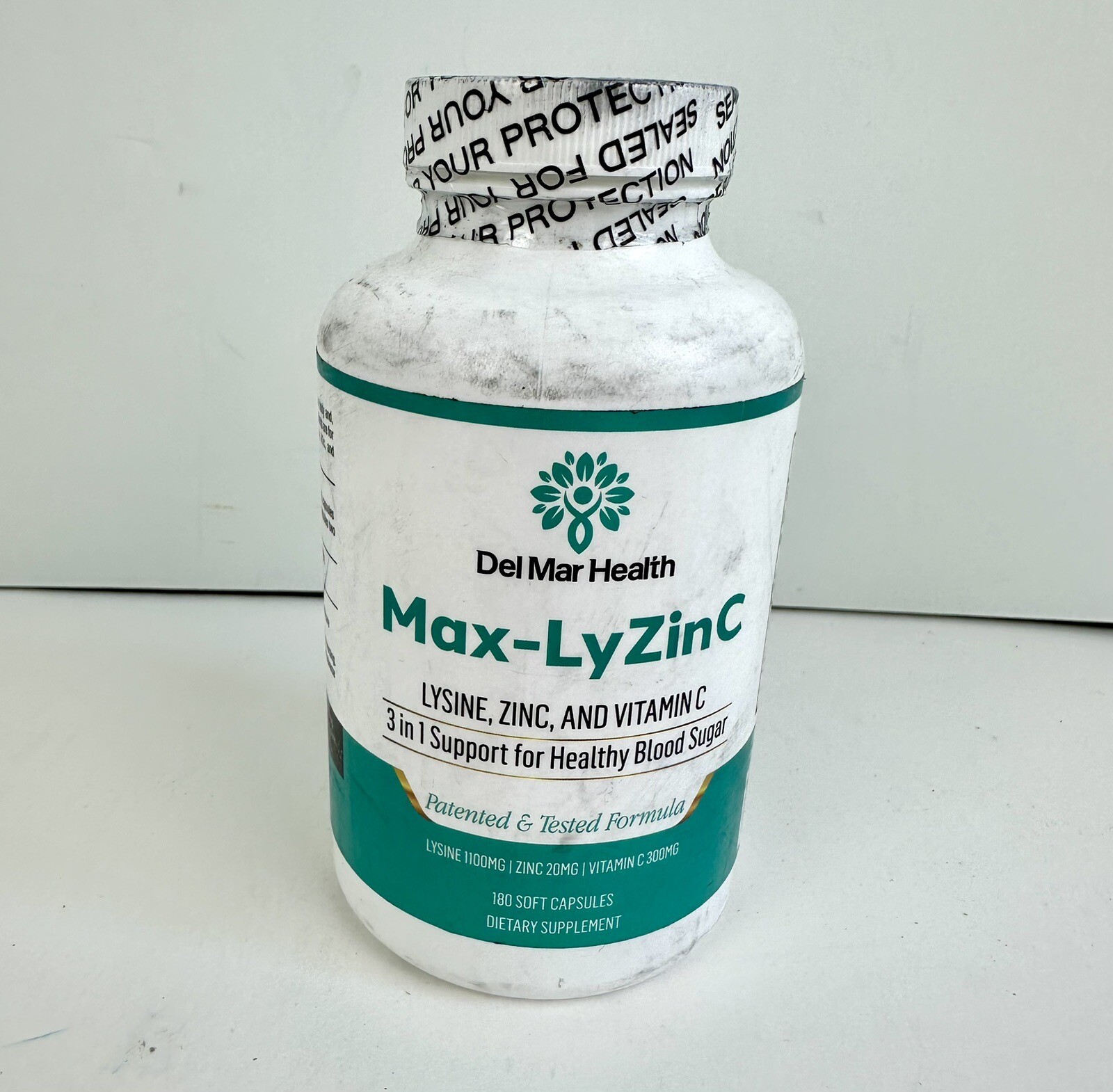Del Mar Health Max-LyZinC - L-Lysine Zinc and Vitamin C 180 Capsules Ex 08/2025
