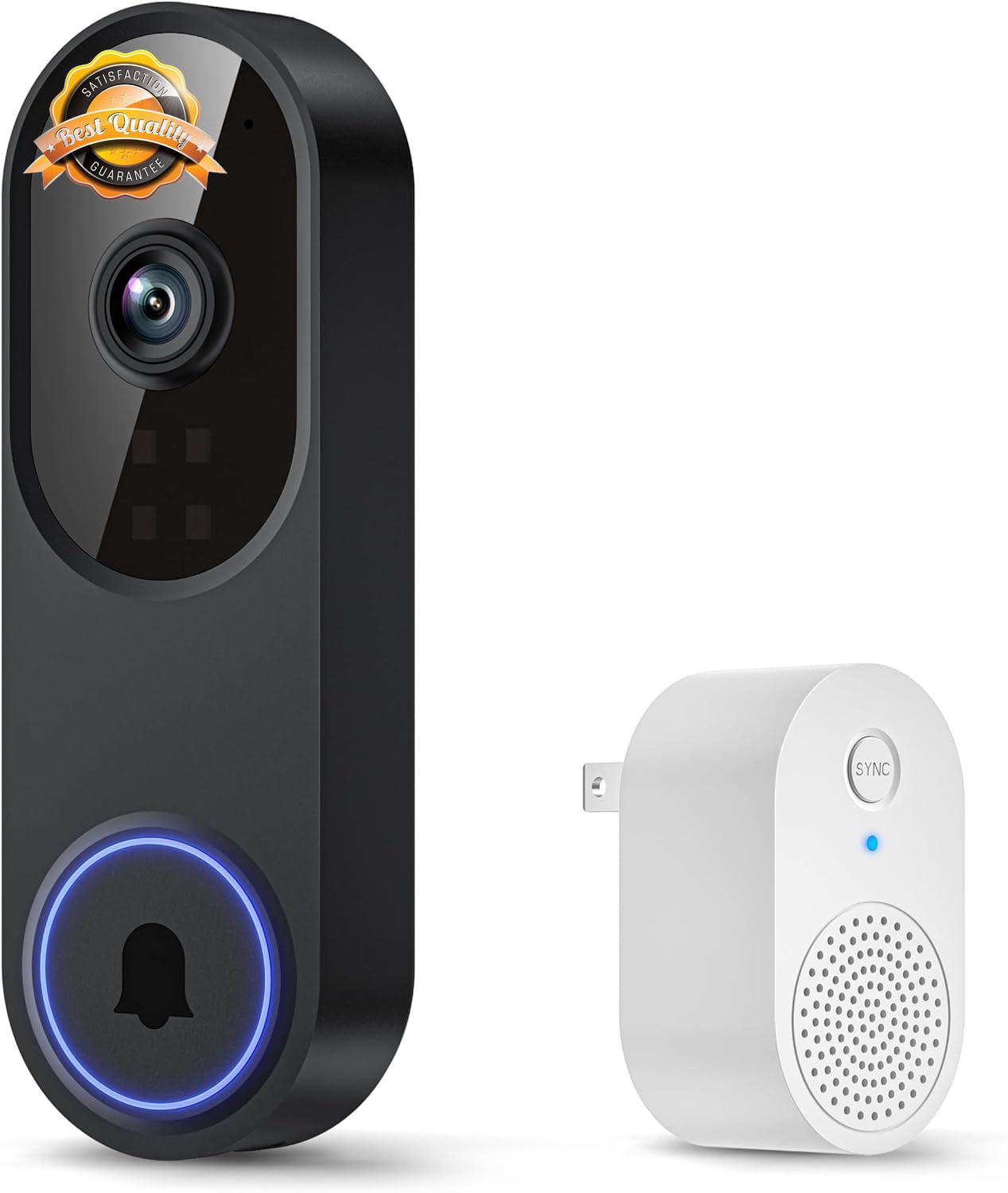Smart WiFi Video Doorbell Camera 1080P AI Motion Night Vision Battery 2.4G