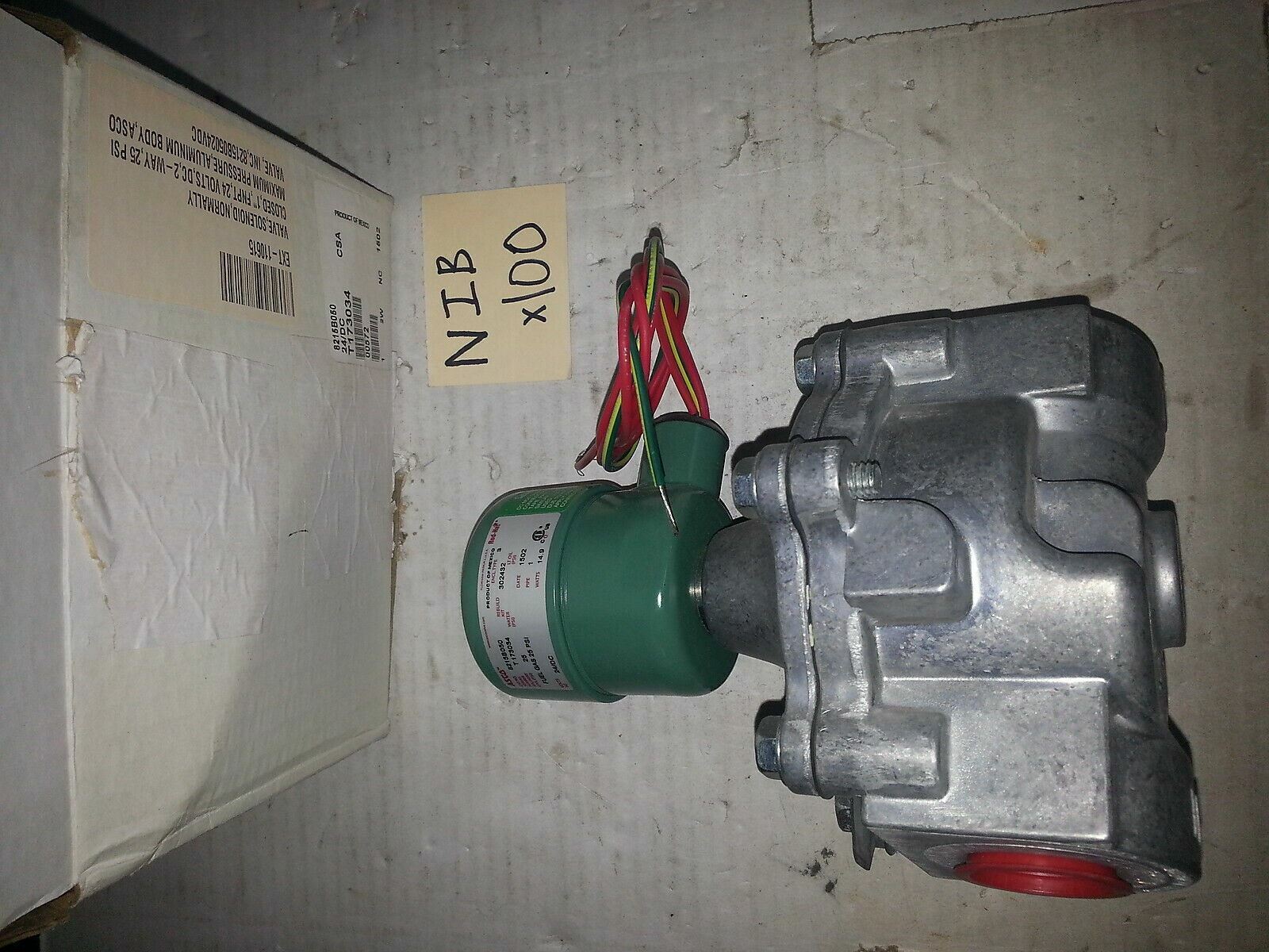 NiB ASCO 8215B050 Red Hat 25PSI Air Inert Gas Solenoid Valve 24VDC 1"NPT NC