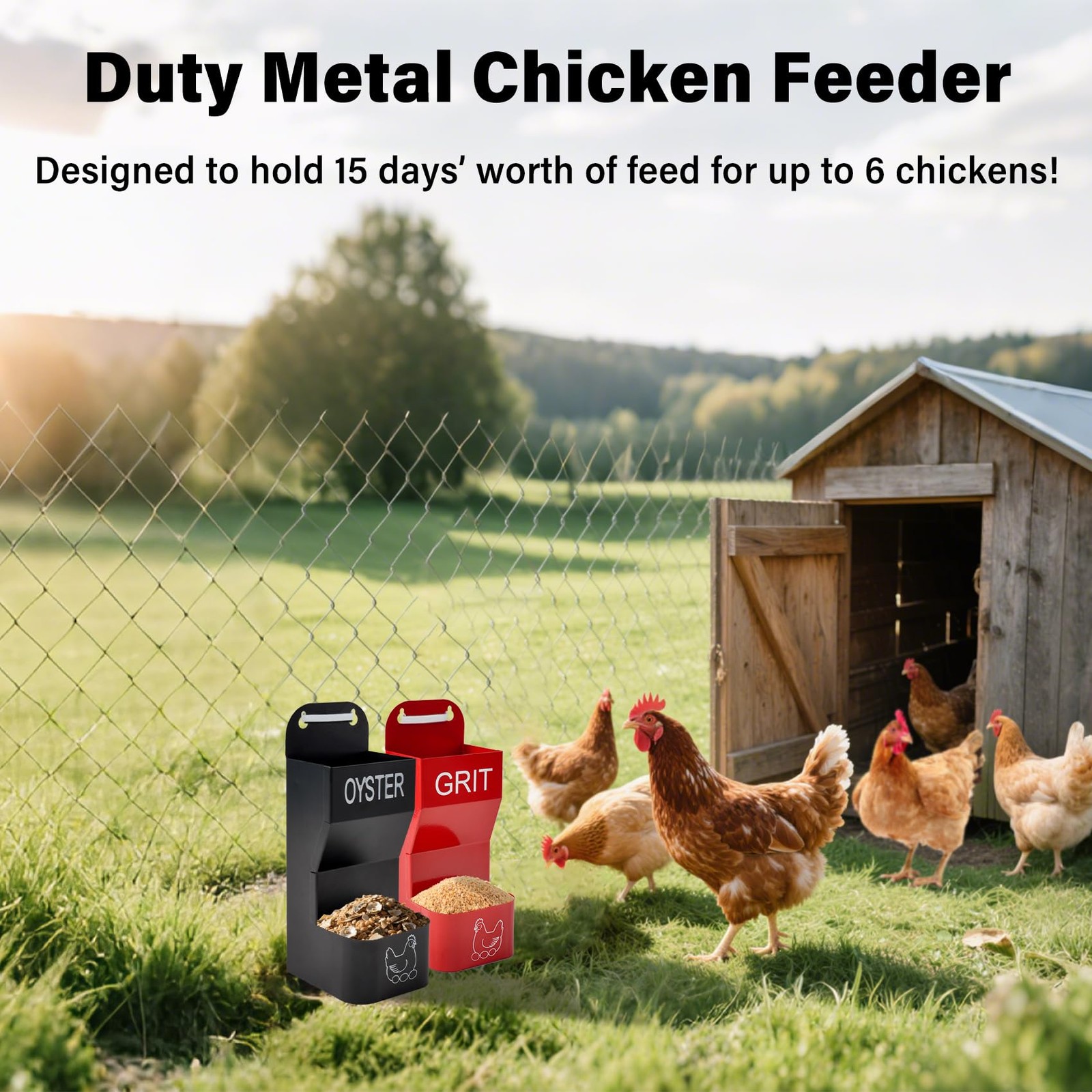 2 Pack Chicken Oyster Shell Feeder and Grit Device, Corner Chicken Feeder, Co...