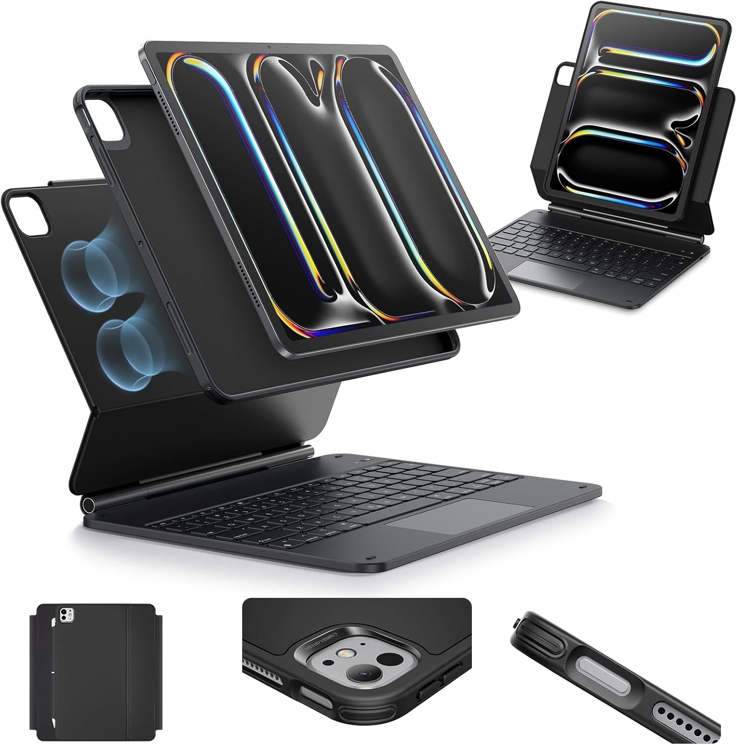 ESR iPad Pro 11 Keyboard Case M5 M4 Rebound 360 Black Magnetic Stand Trackpad