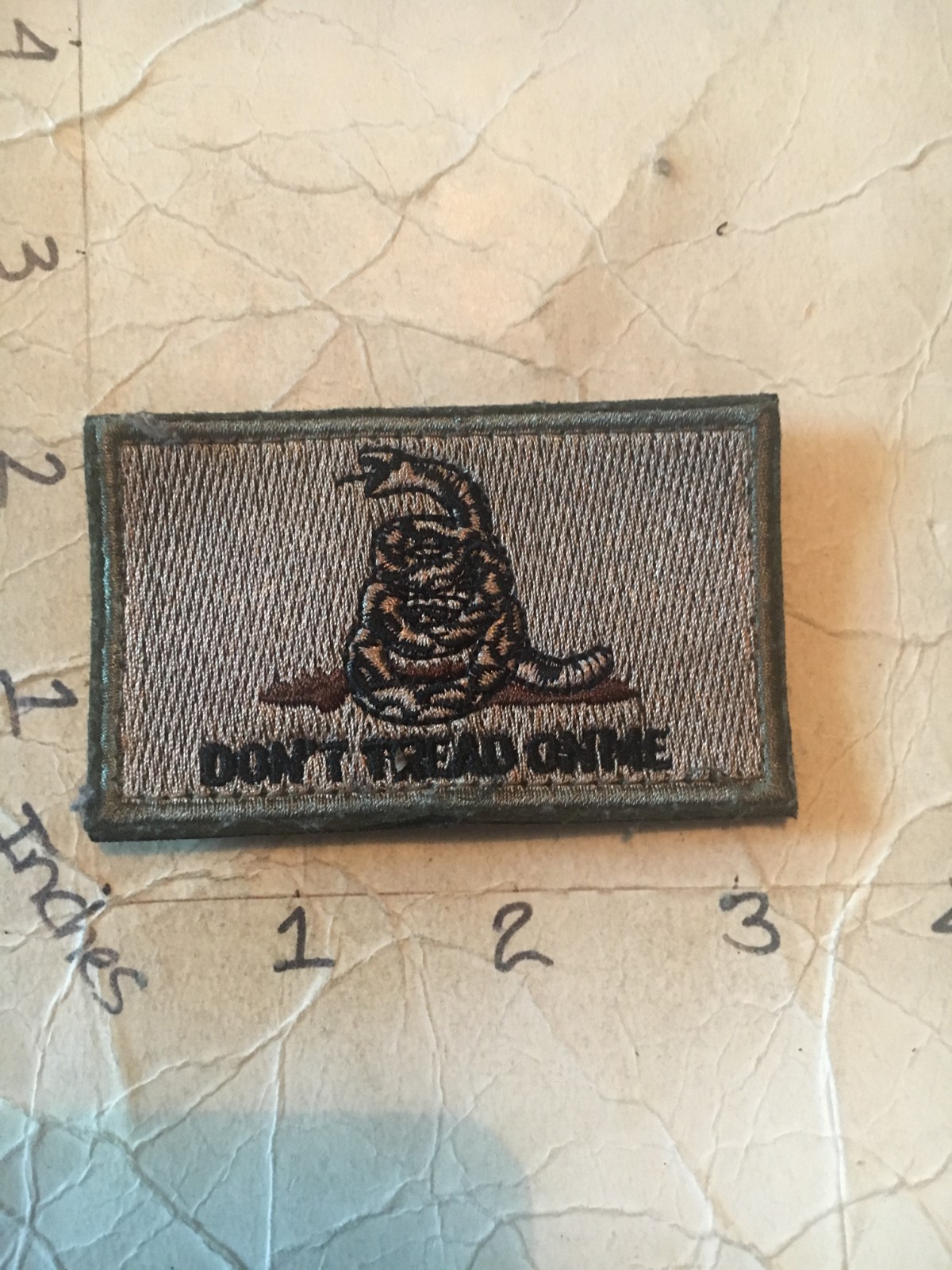 US Army Don't Tread on Me morale tan square patch with hook & loop back 7/6/25
