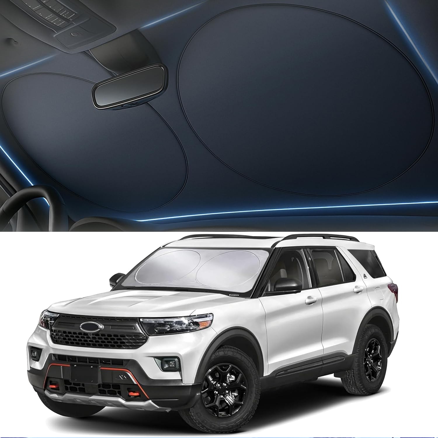 For Ford Front Windshield Sun Shade Automotive Sun Screen Blocks UV Rays & Heat