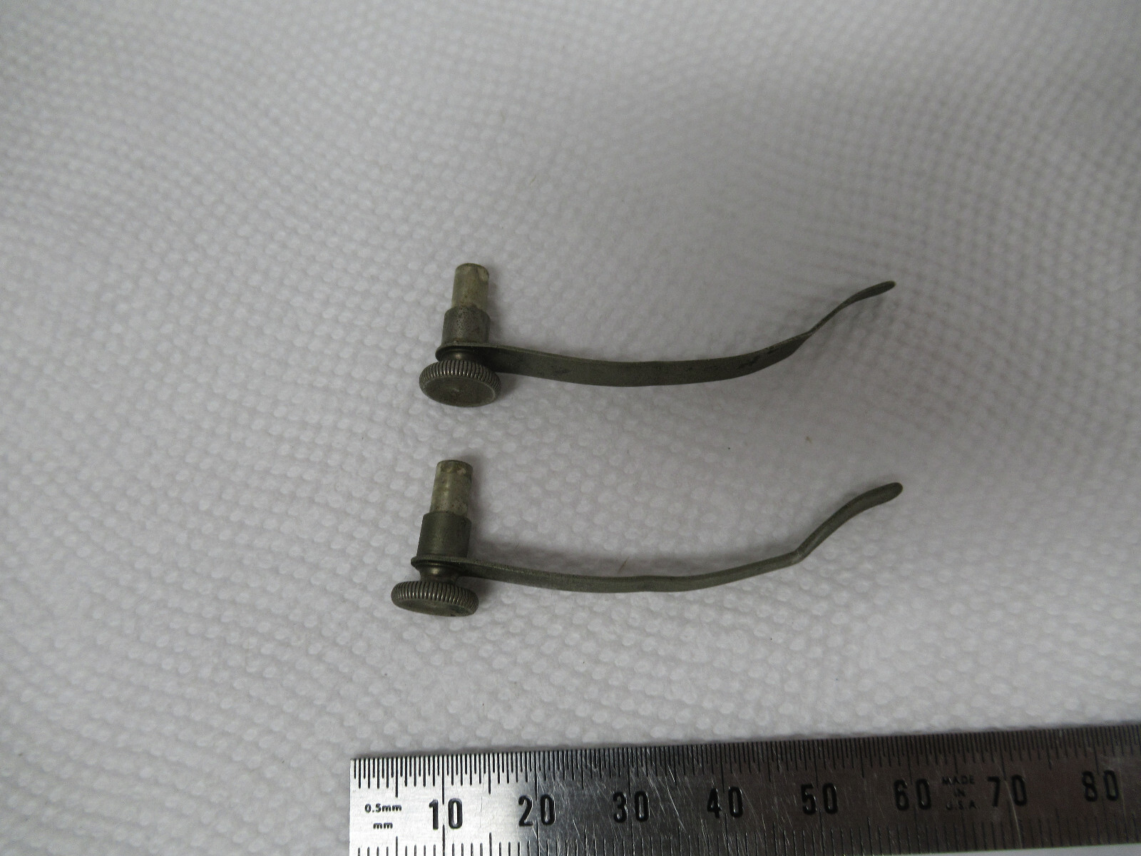 ANTIQUE BAUSCH LOMB PAIR CLIPS MICROSCOPE PART AS PICTURED w1-a-66