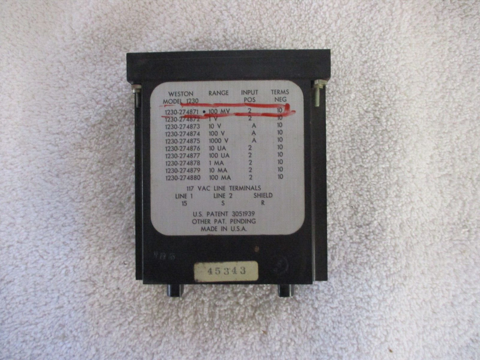 WESTON Model 1230 Digital Panel Meter 1230-274871 1230-27 4871 #2