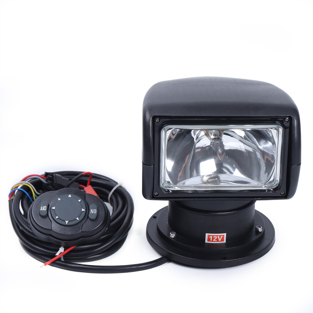 Black Remote Control Spotlight Boat Search Light Halogen 360 Rotate 12V 100W!