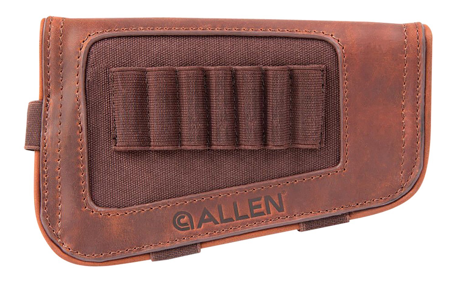 Allen 8517 New Castle Buttstock Cartridge Carrier Brown Leather 7rd Capacity Rif