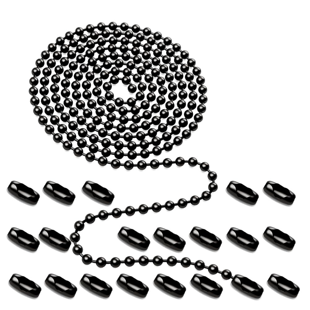 Black Ceiling Fan Pull Chain,160" Rustproof 3mm Beaded Ball Pull Chain Extension