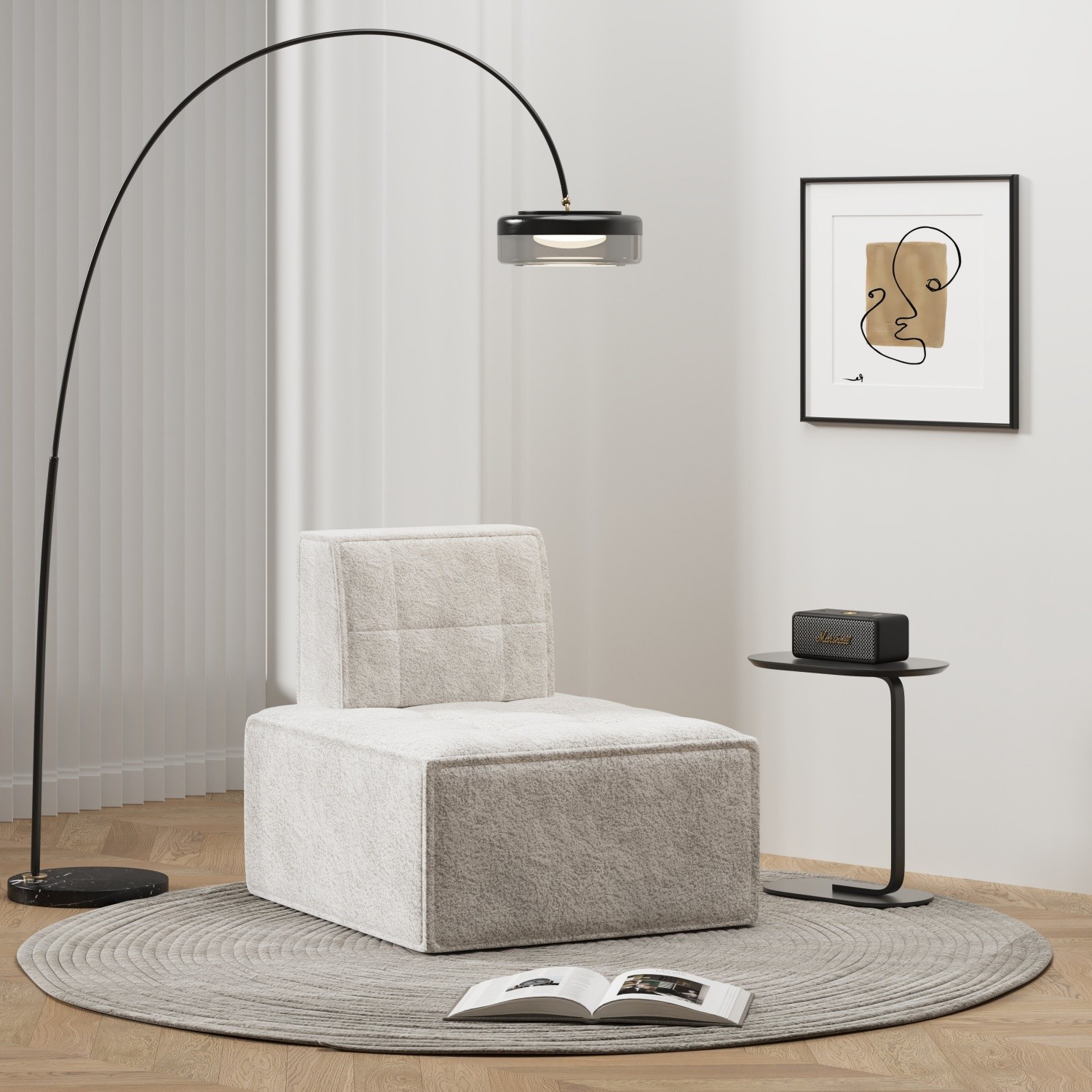 Modern Accent Chair Single Sofa Floor Sofa Armless Leisure Sofa Reading Chairs