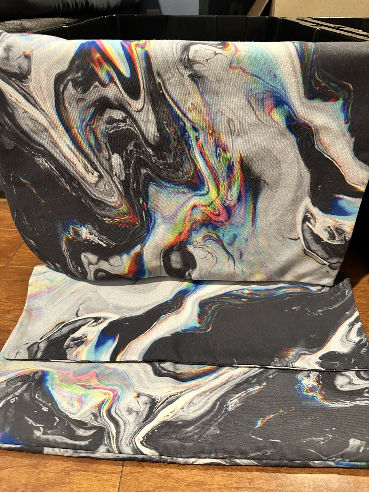 x2 Society 6 Pillow Cases Shams Standard Size Zippered - Marble Rainbow / Gray