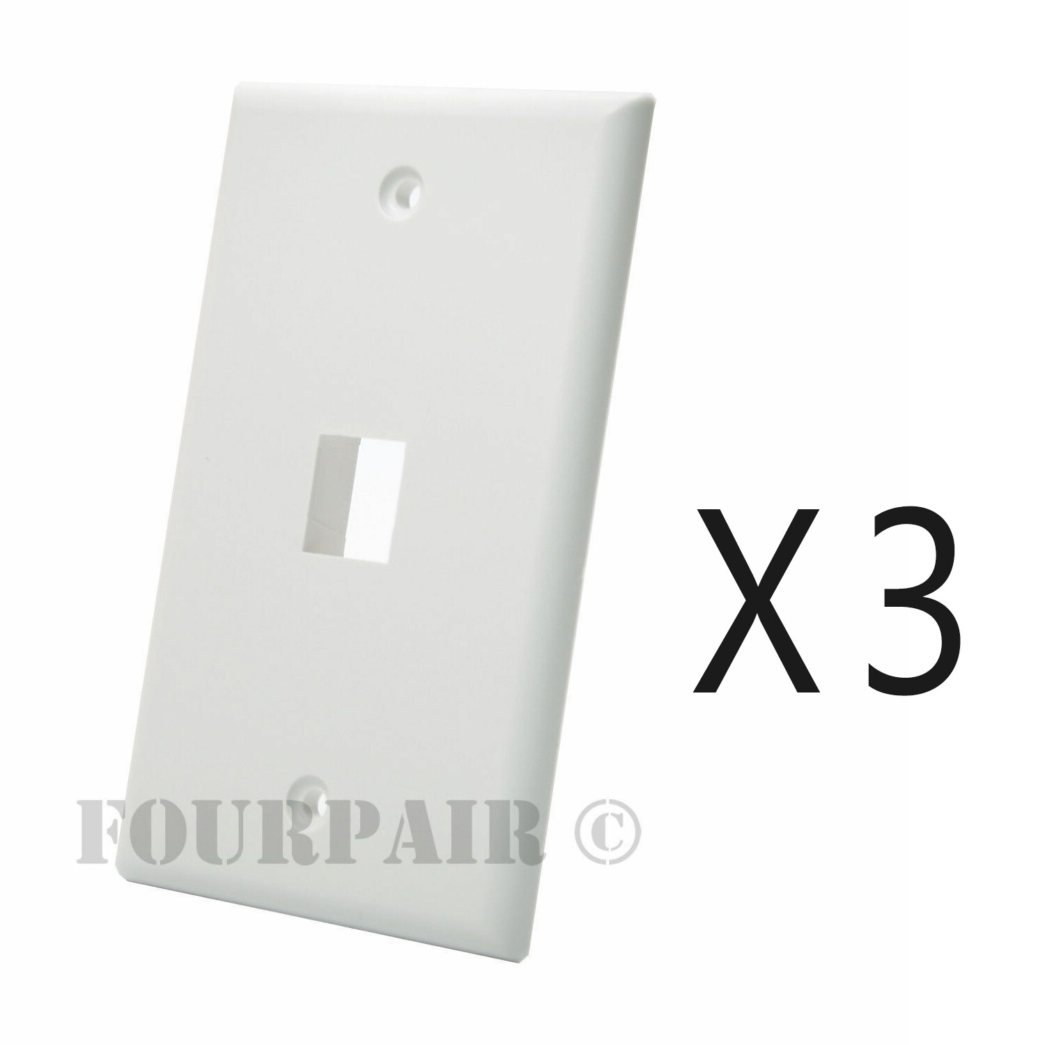 3 Pack Lot - Keystone 1 Hole Port Jack Wall Face Plate Network CAT5e CAT6 White