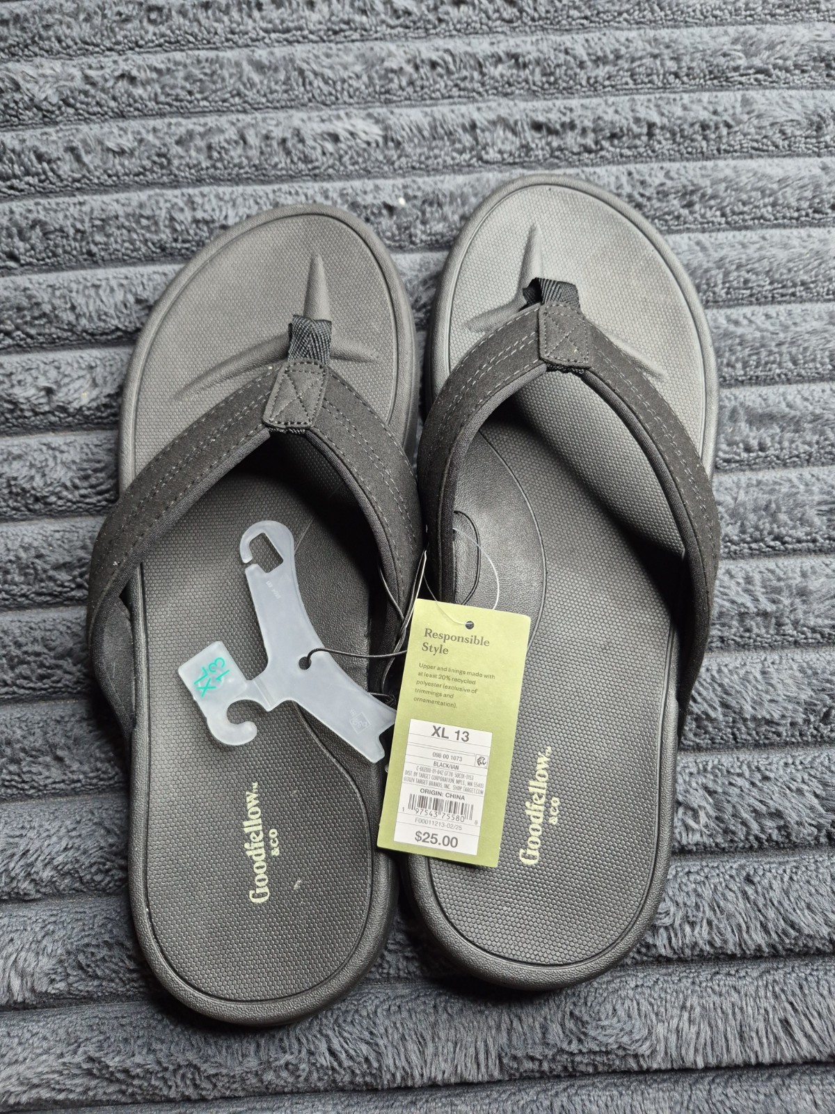Goodfellow & Co Men's Black Thong Sandals Size 13 Synthetic Upper