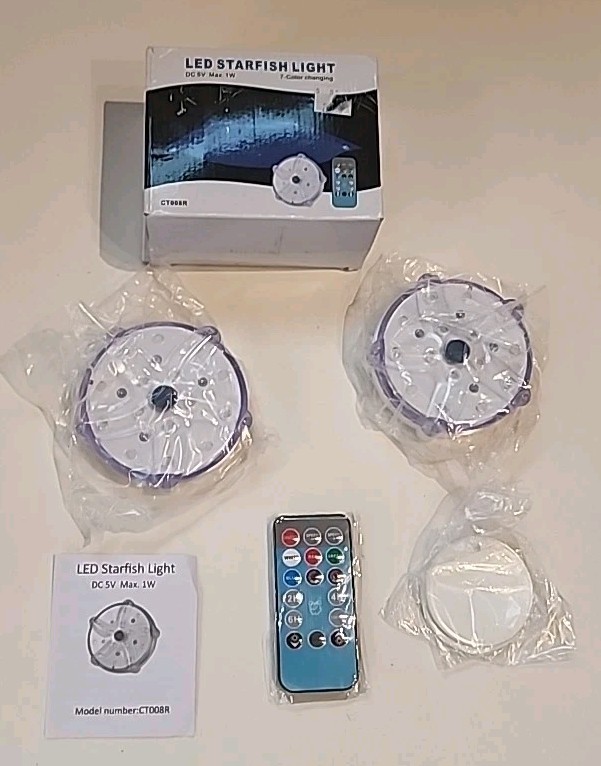 (2) LED Starfish Light W/ Remote CT008R Free Shipping!!