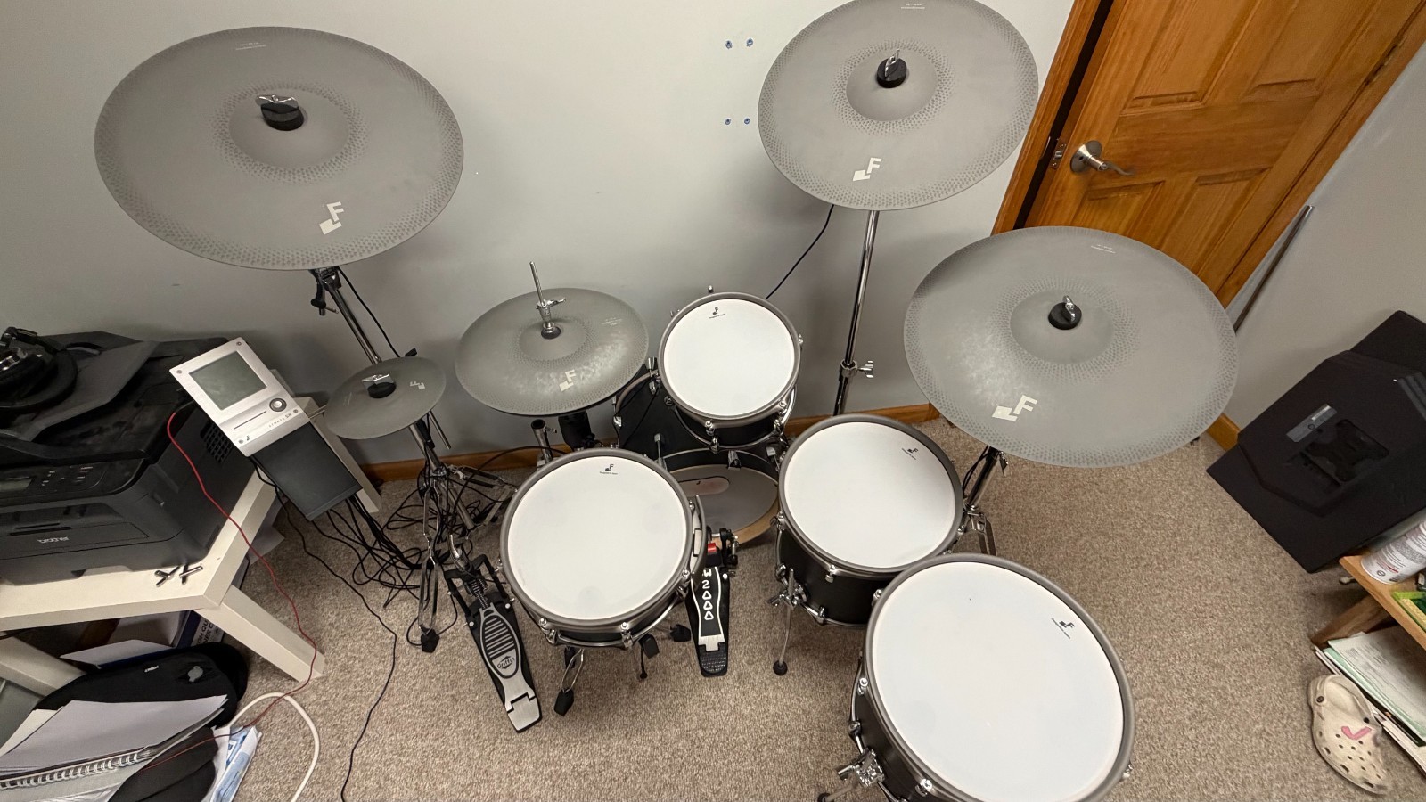 Used - EFNOTE 5X Acoustic Designed Electronic Drum Set Black Oak Wrap