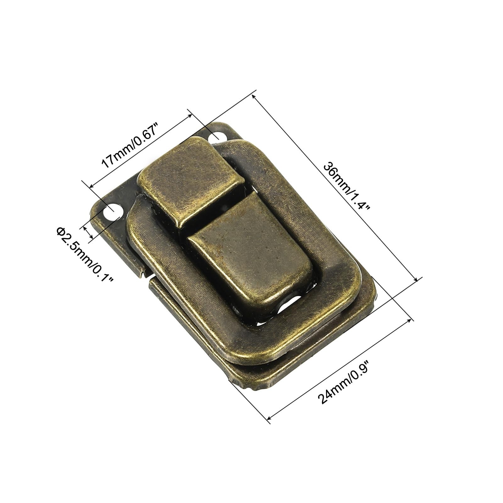 PATIKIL Toggle Catch Lock 1.4" x 0.9", 12 Pack Metal x Bronze