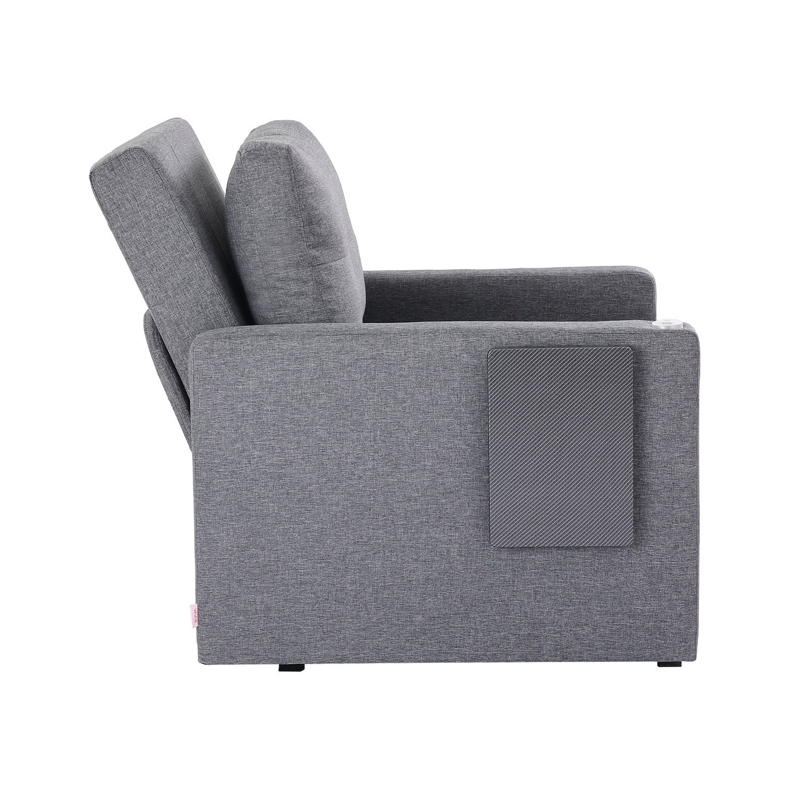 Convertible Sleeper Sofa Bed w/ Storage, Pillow, Desk, Wheels, Gray, 5-Position