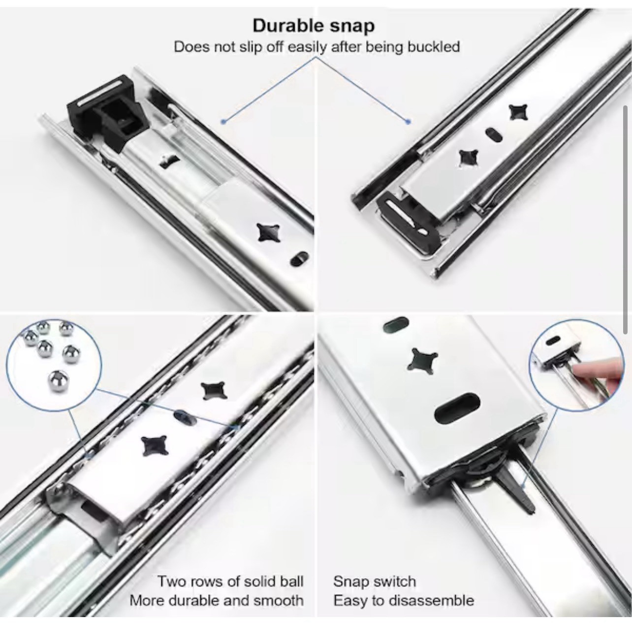 30" Heavy Duty Drawer Slides - 260lb Capacity, Full Extension, Stainless Steel