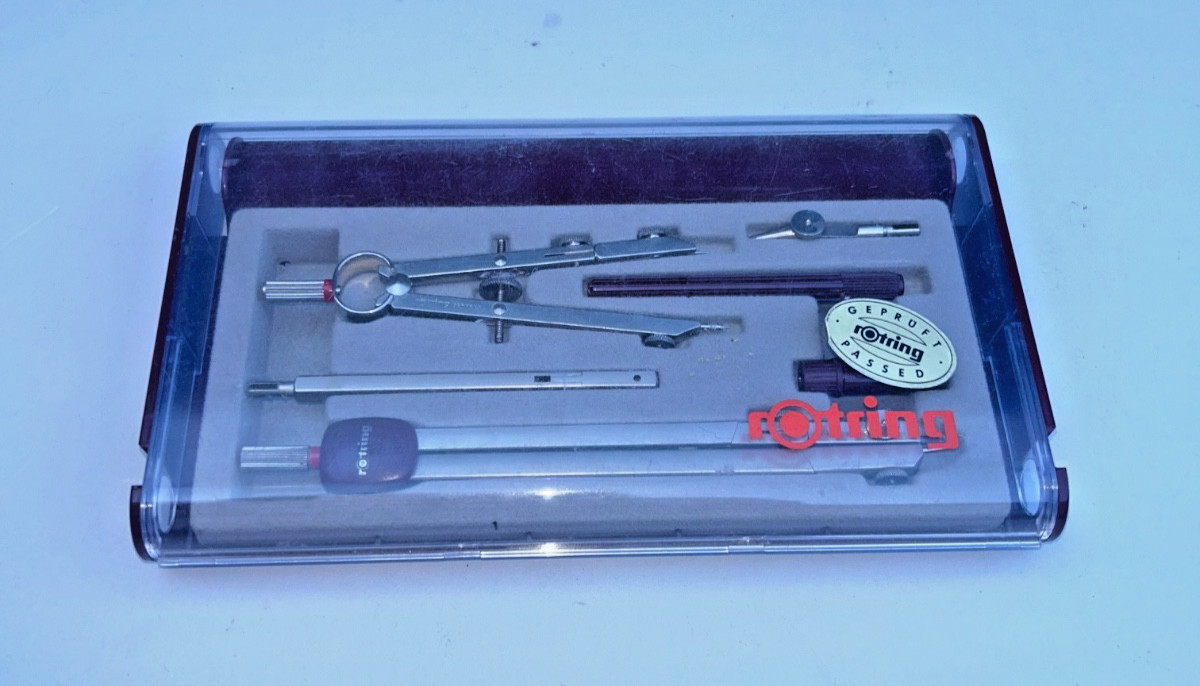 rOtring Compass Divider Set  Technical Drawing Mathematical in Case 1980