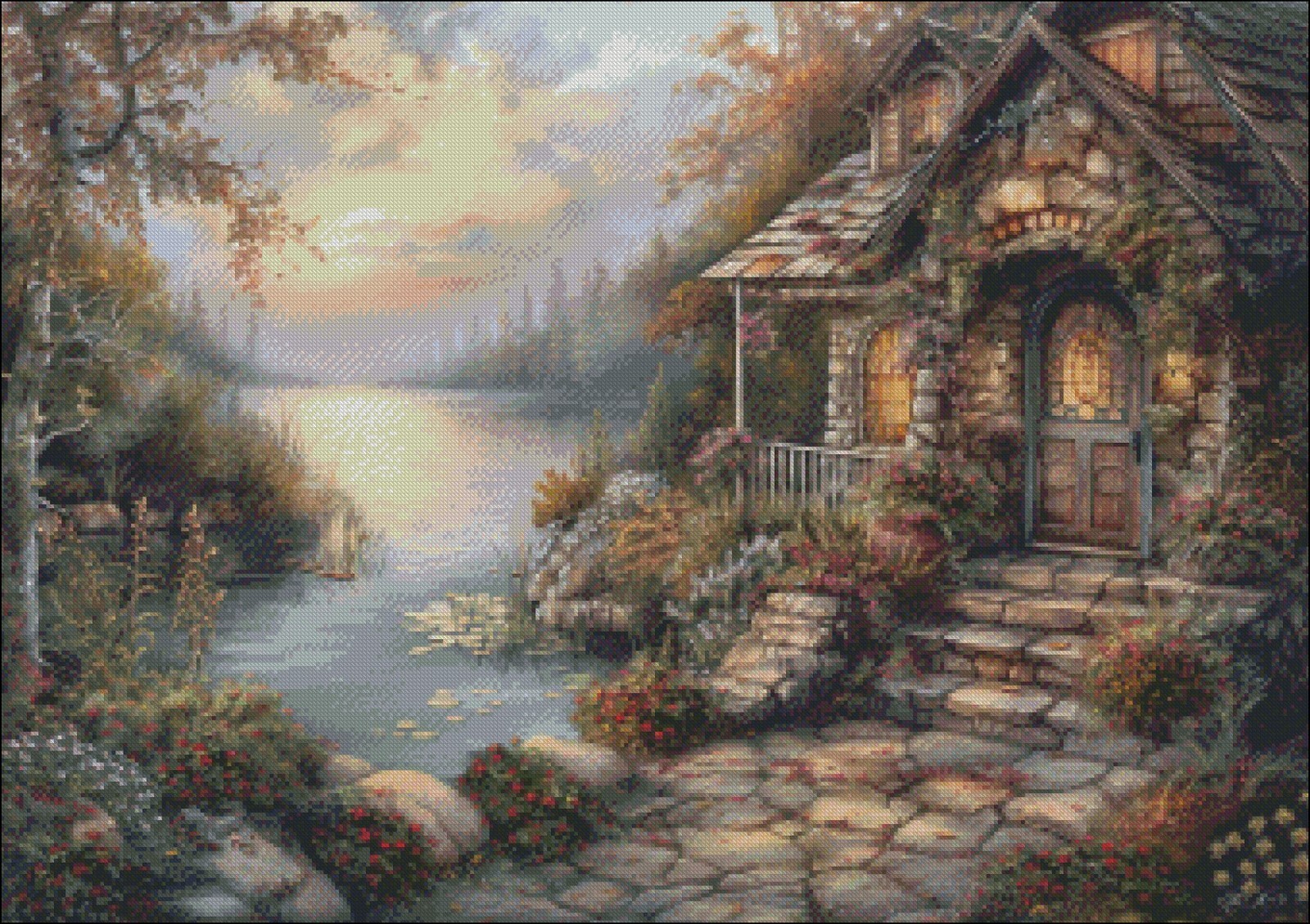 Romantic Interlude DIY Chart Counted Cross Stitch Patterns Needlework DMC Color