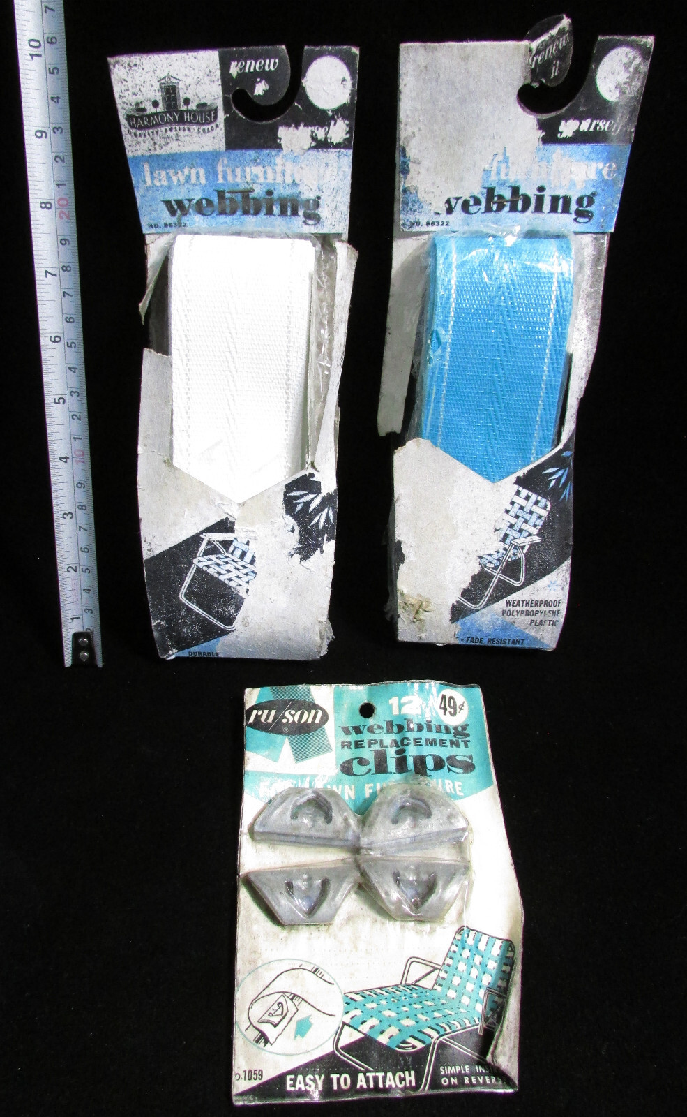 Lawn Furniture WEBBING & CLIPS Weatherproof Polypropylene Rewebbing White Teal