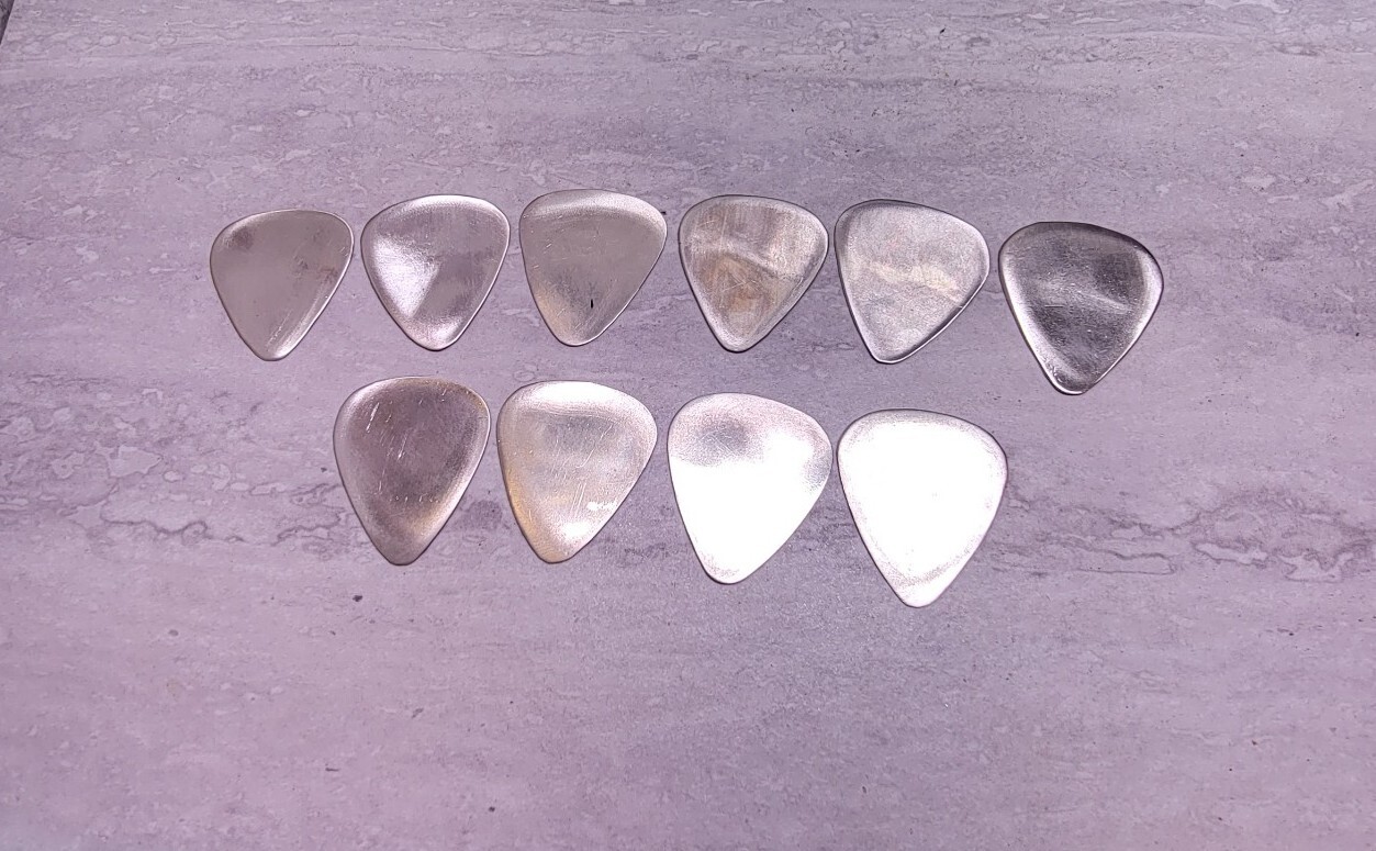 5 Handmade Silver Guitar Picks 26gauge Made From 90% Silver US Quarter