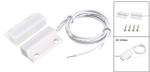 Surface Mount Wired NC Door Sensor Alarm Magnetic Reed Switch White MC-38