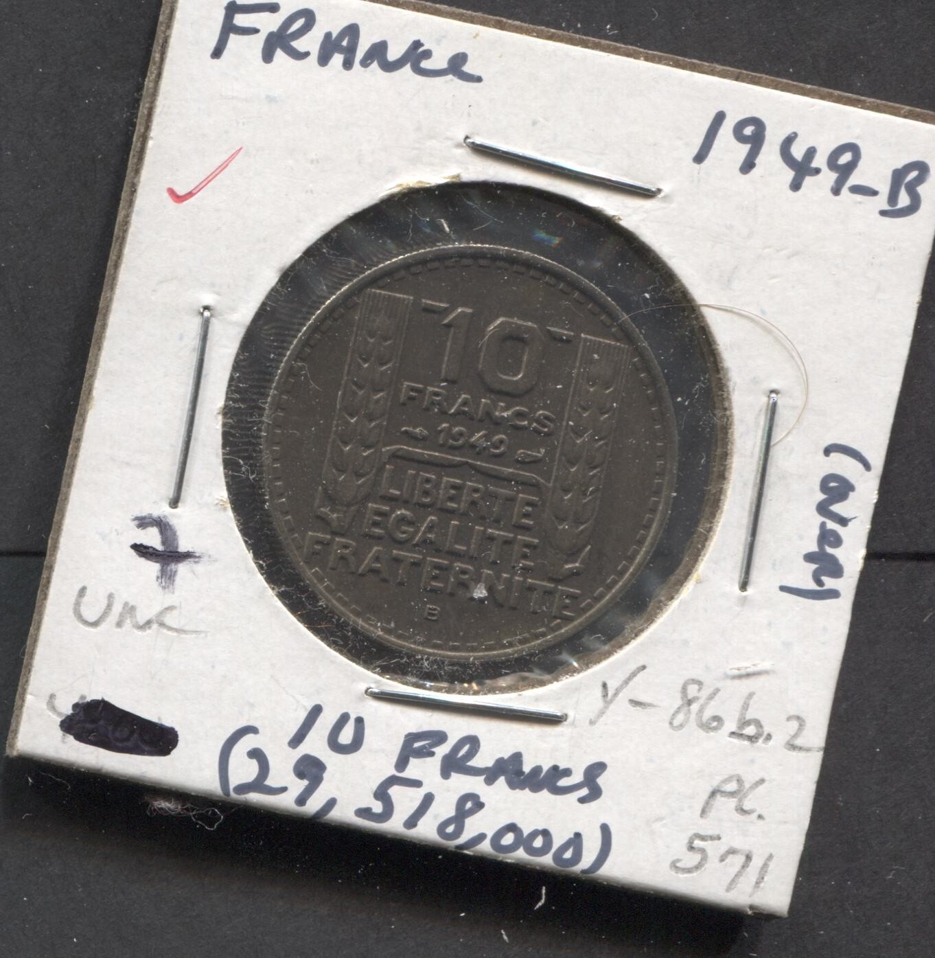 1949-France- UNC-10 Francs