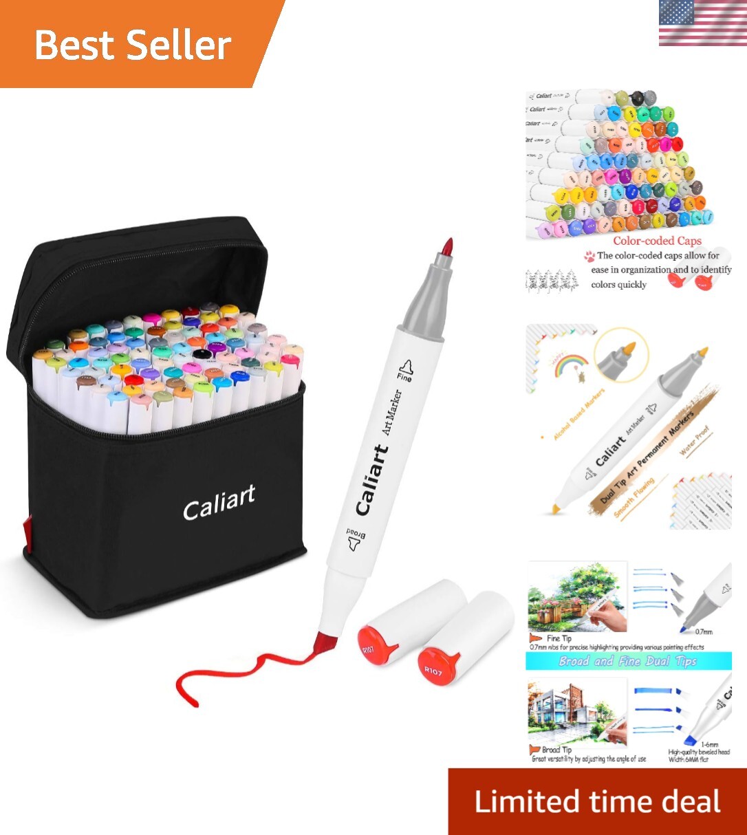 Vibrant 81 Alcohol-Based Art Markers with Fine & Chisel Tips - Ideal for Gifting