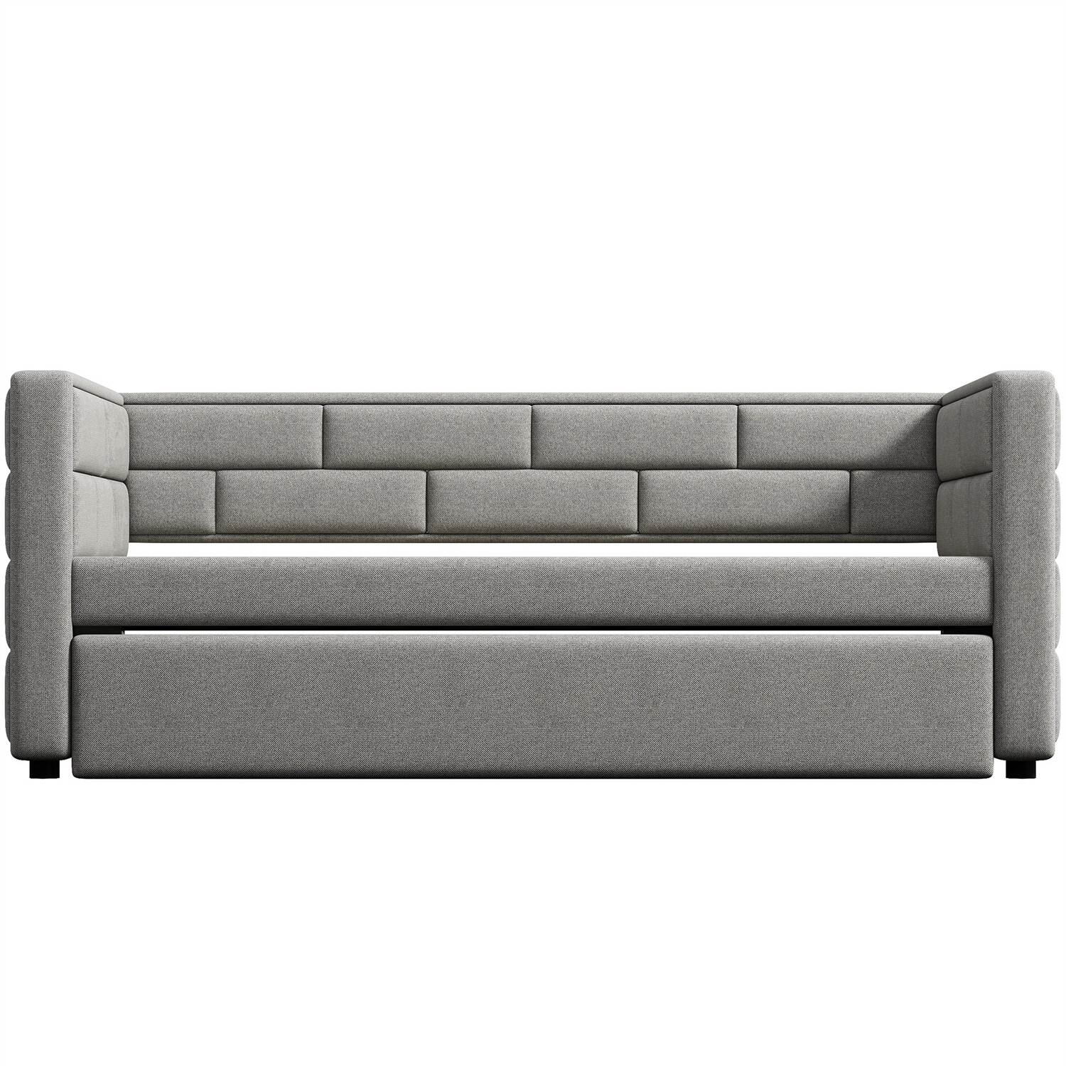 Twin Size Daybed w/ Pull Out Trundle Bed Upholstered Bed Frame Sofa Bed Gray US