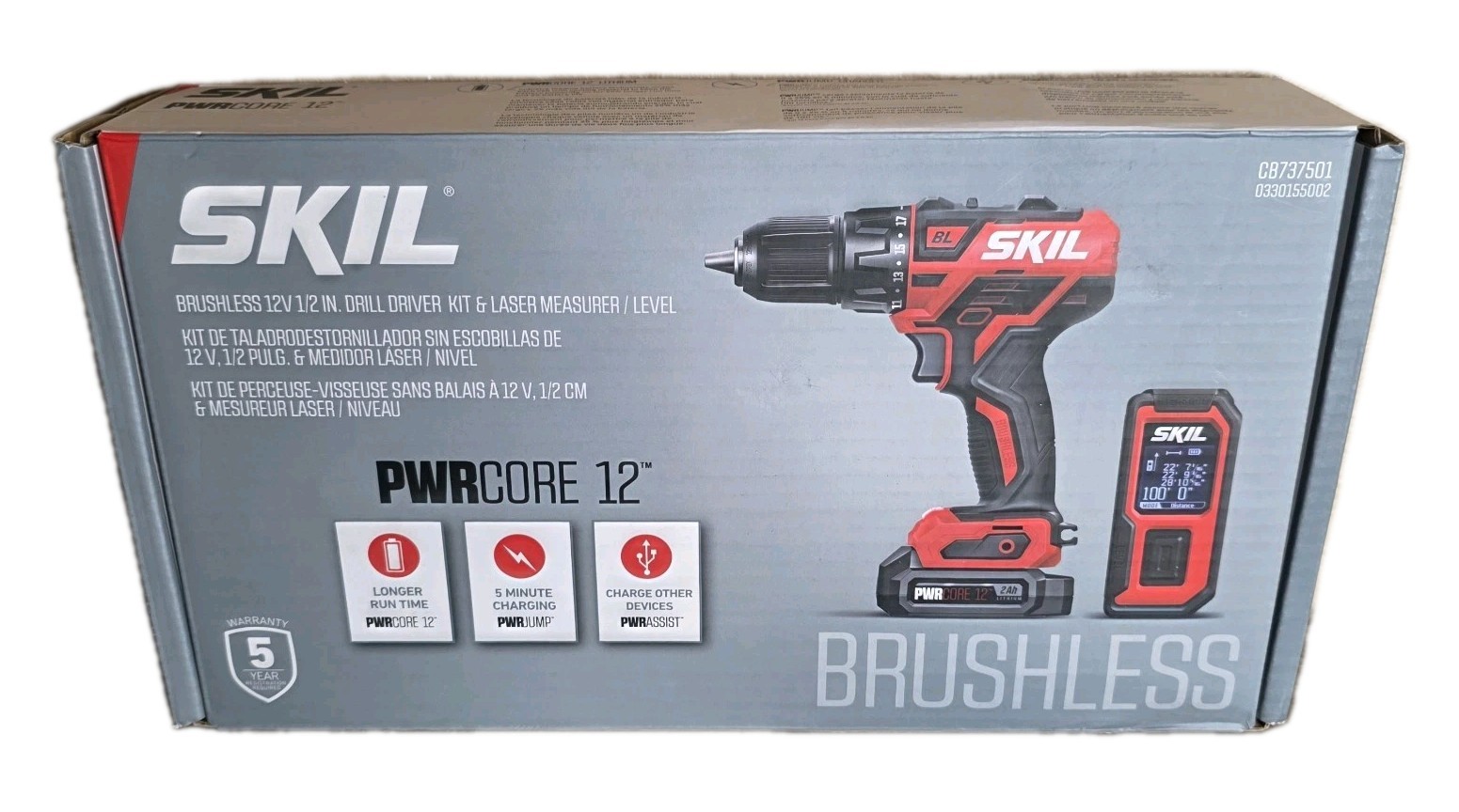 SKIL PWR CORE 12 12V 1/2 IN Cordless Drill - Laser Level - Charger Base SKIL Kit