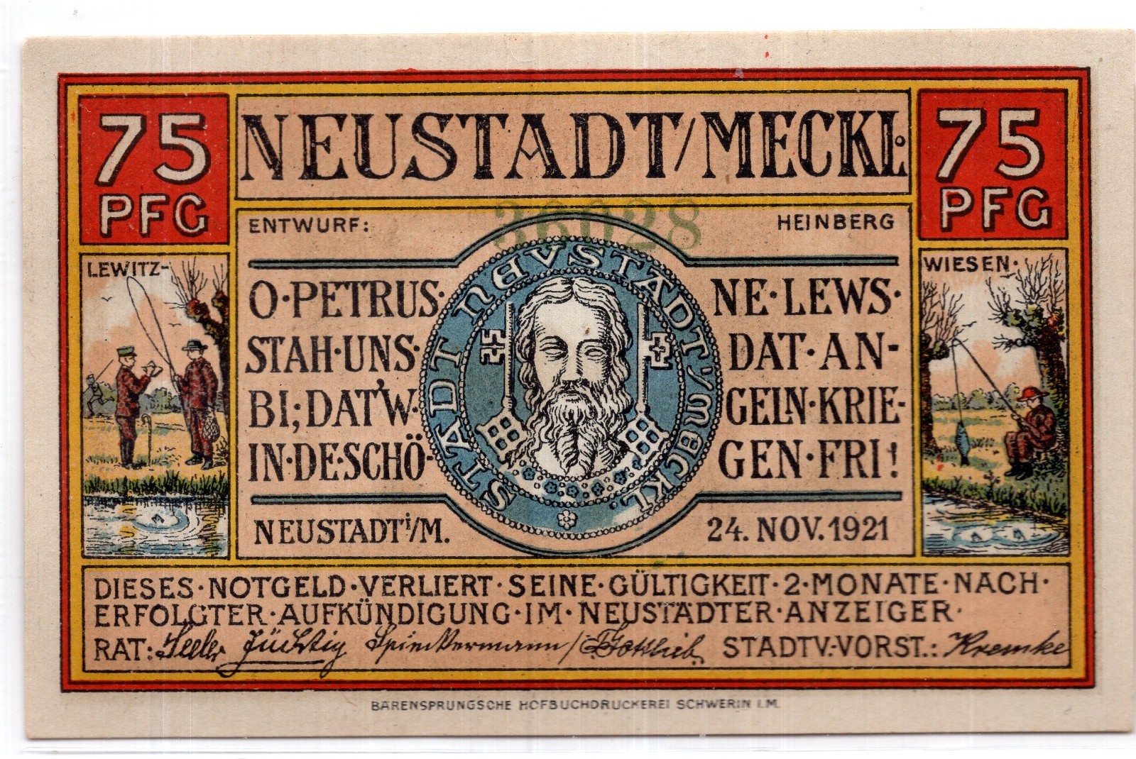 1921 Neustadt Germany Notgeld 75 Pfennig Note (3610)
