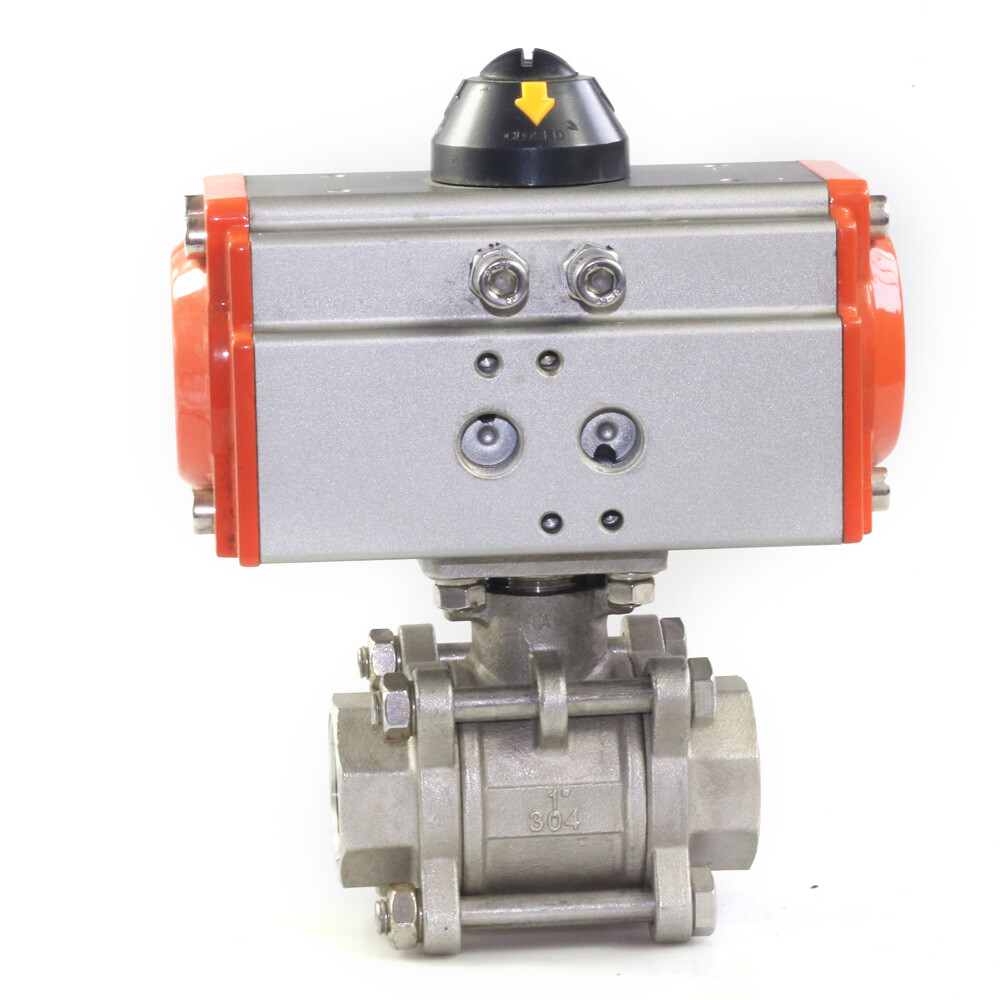 1/2" 3-Piece Pneumatic Air Actuated Ball Valve Single Acting Spring Return US