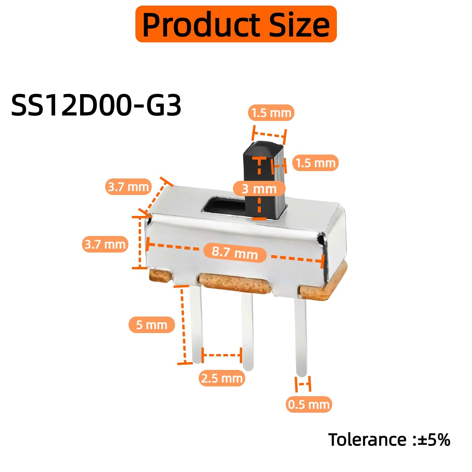 150PCS Micro Mini Slide Switch SPDT Toggle Switches 1p2t 2 Position 3 Pin Sma...