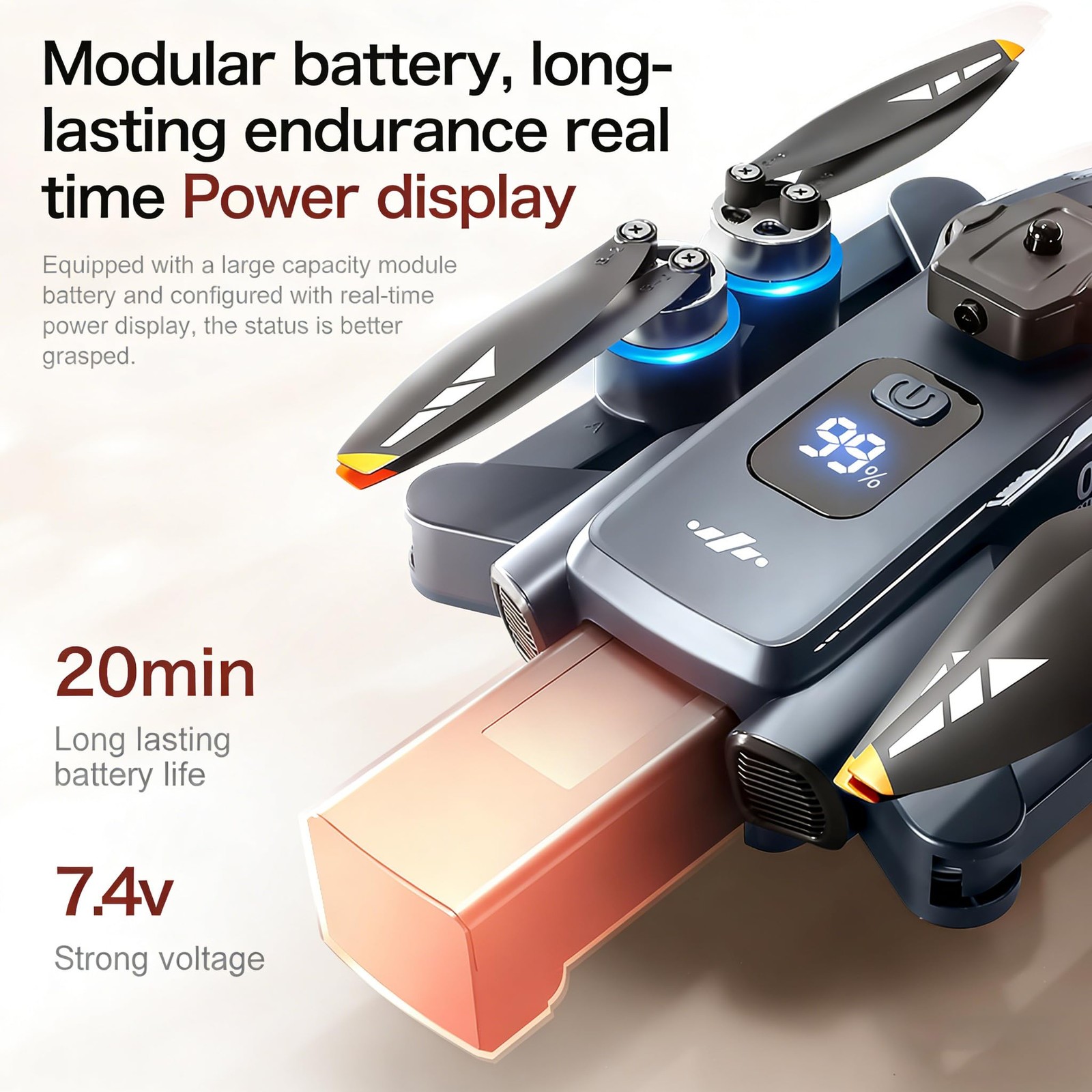 GPS Drone with Camera for Adults, 4.5" Screen Remote Controller, Blue
