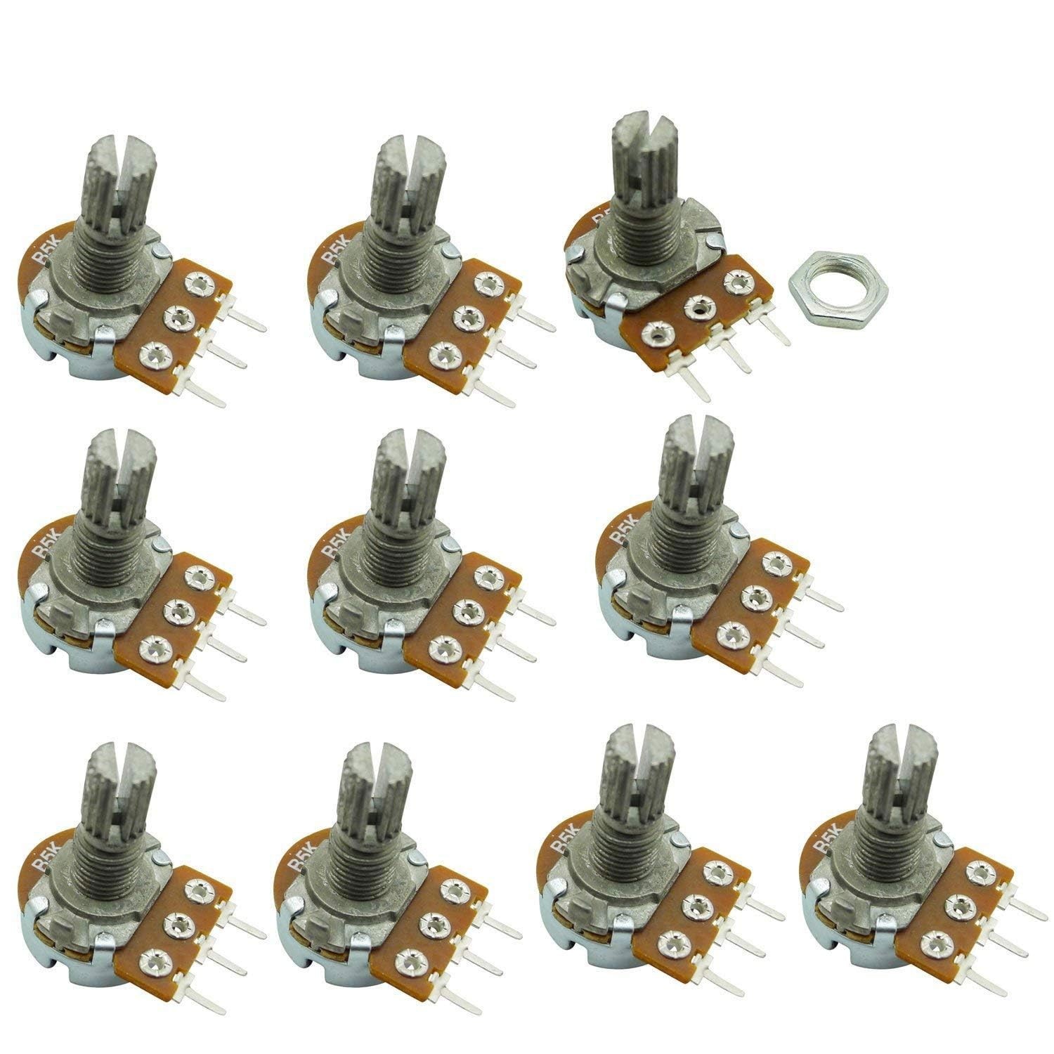 10PCS B5K 5K Ohm Adjustment Single Linear Rotary Taper Potentiometer Shaft 15mm