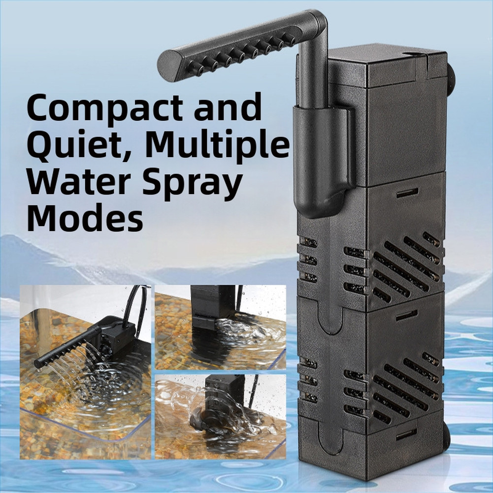 Fish Tank Water Filter with Detachable Nozzles for Flexible Flow Configuration