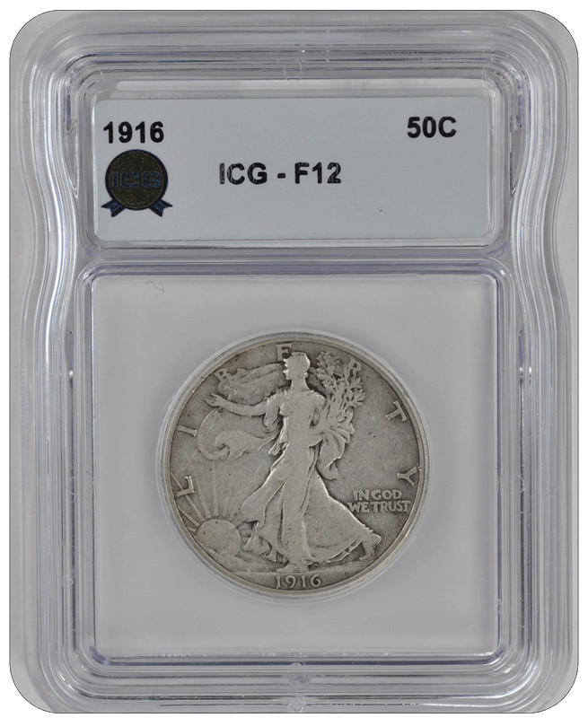 1916 Walking Liberty ICG F12