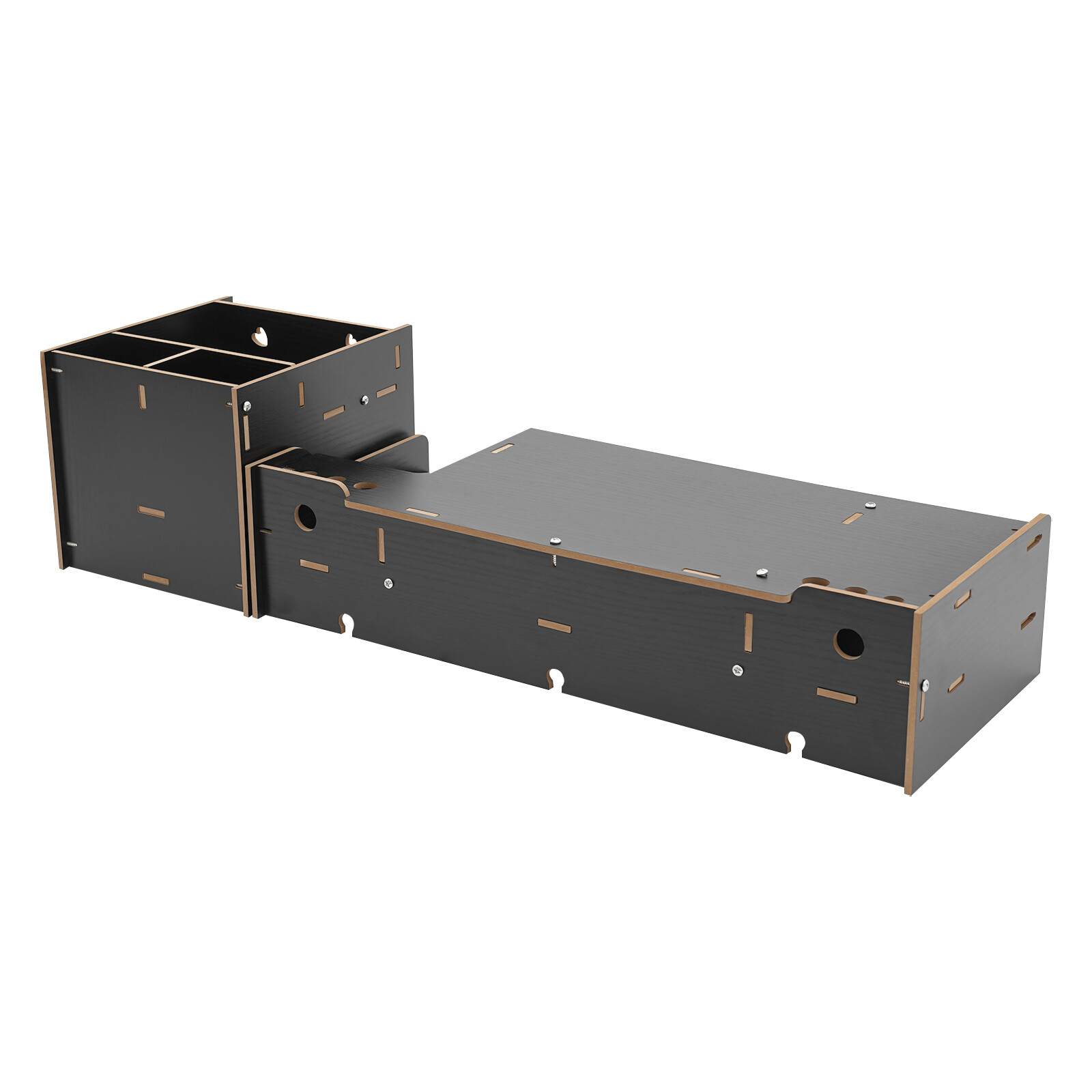 Lockable Drawer Monitor Riser with 180° Rotation – Black Desktop Organizer