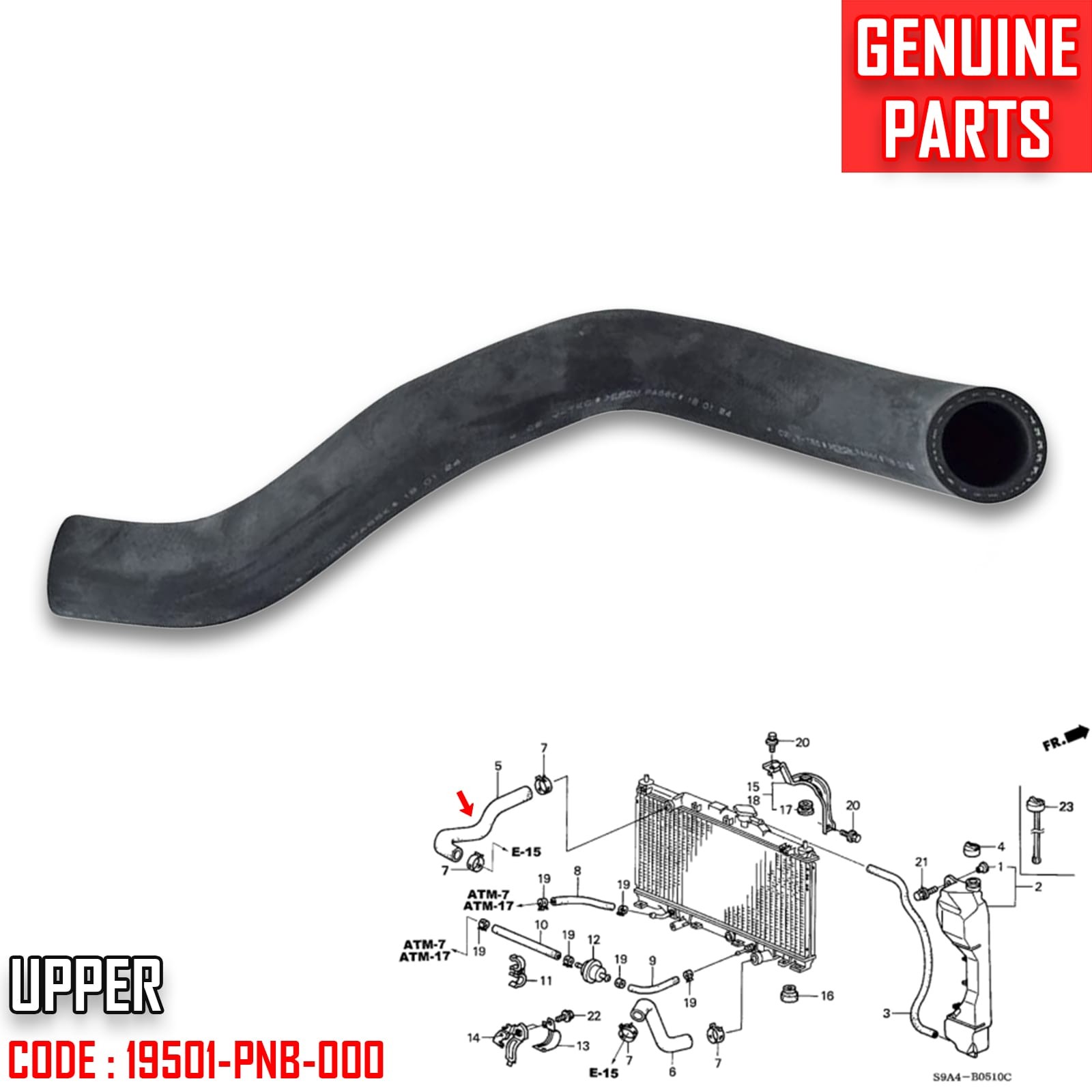 FIT Honda CR-V G2 RD 2002-06 Rubber Upper Hose Radiator