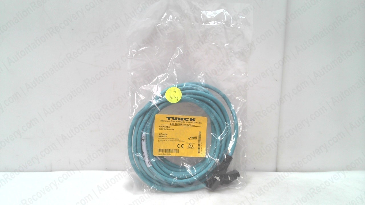 TURCK RJ45S RJ45S 441-5M, ETHERNET CABLE ASSEMBLY, U3-00689, NEW #349232